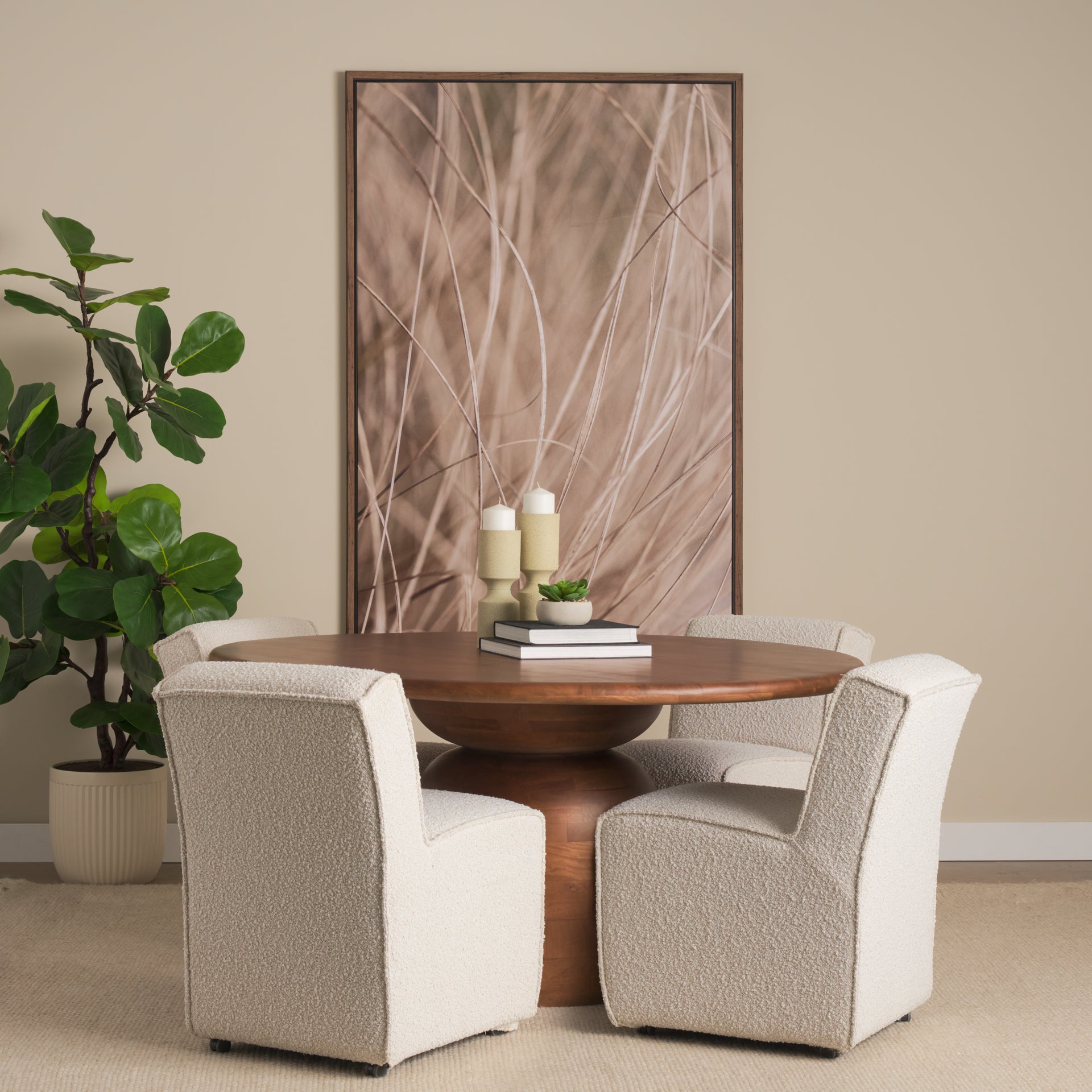 Akira Small Textured Beige Metal Pillar Candle Holder - Central Designs