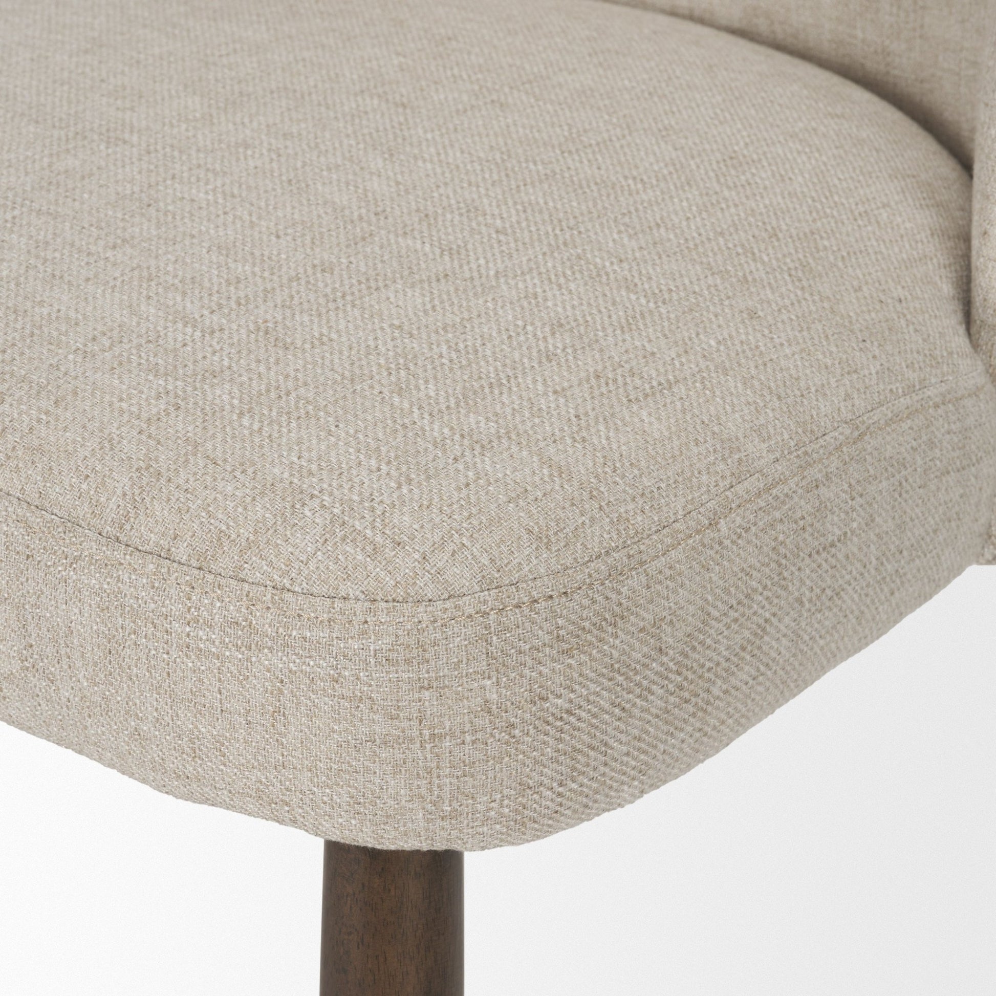 Abbie Curved Back Oatmeal Fabric Armless Dining Chair - Central Designs