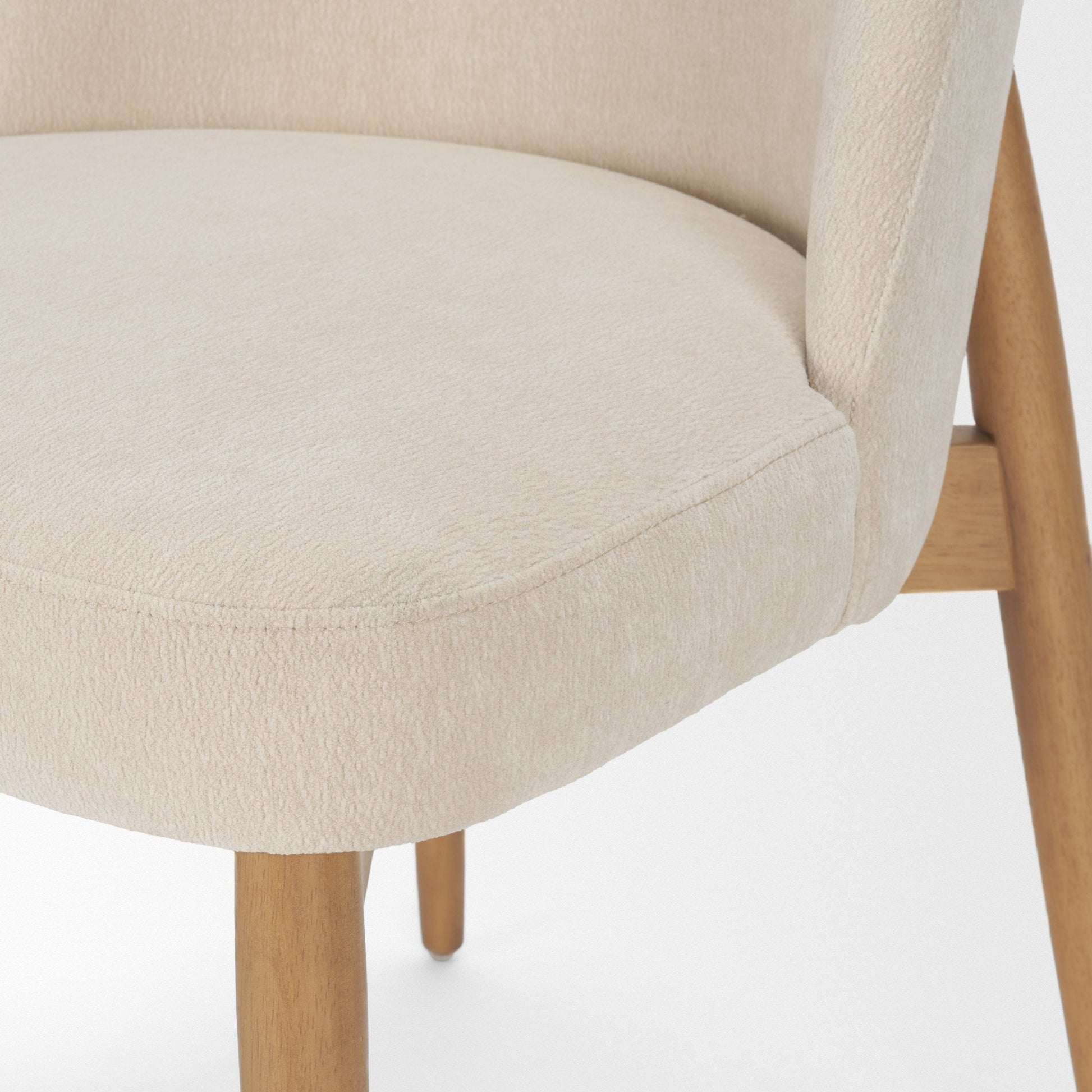 Abbie Curved Back Oatmeal Fabric Dining Side Chair - Central Designs