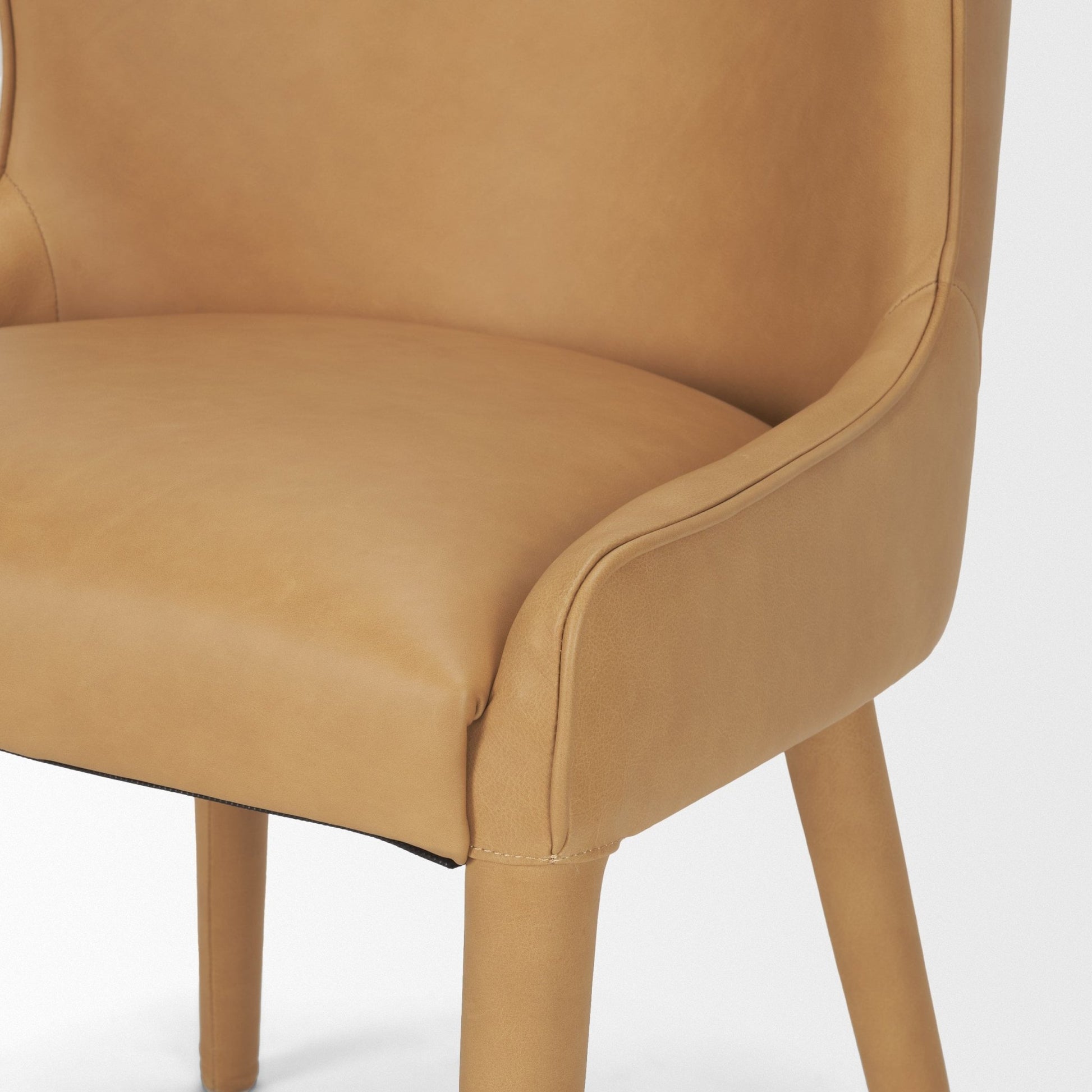 Nolan Slope Tan Leather Dining Chair - Central Designs