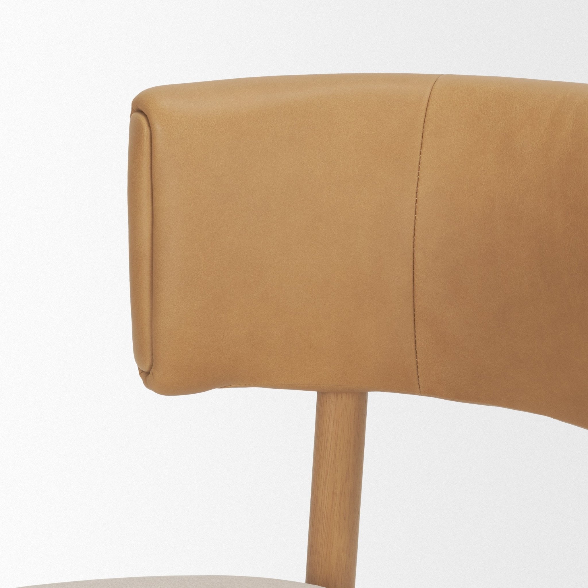 Motley Curved Open Back Cream Fabric and Tan Leather Dining Chair - Central Designs