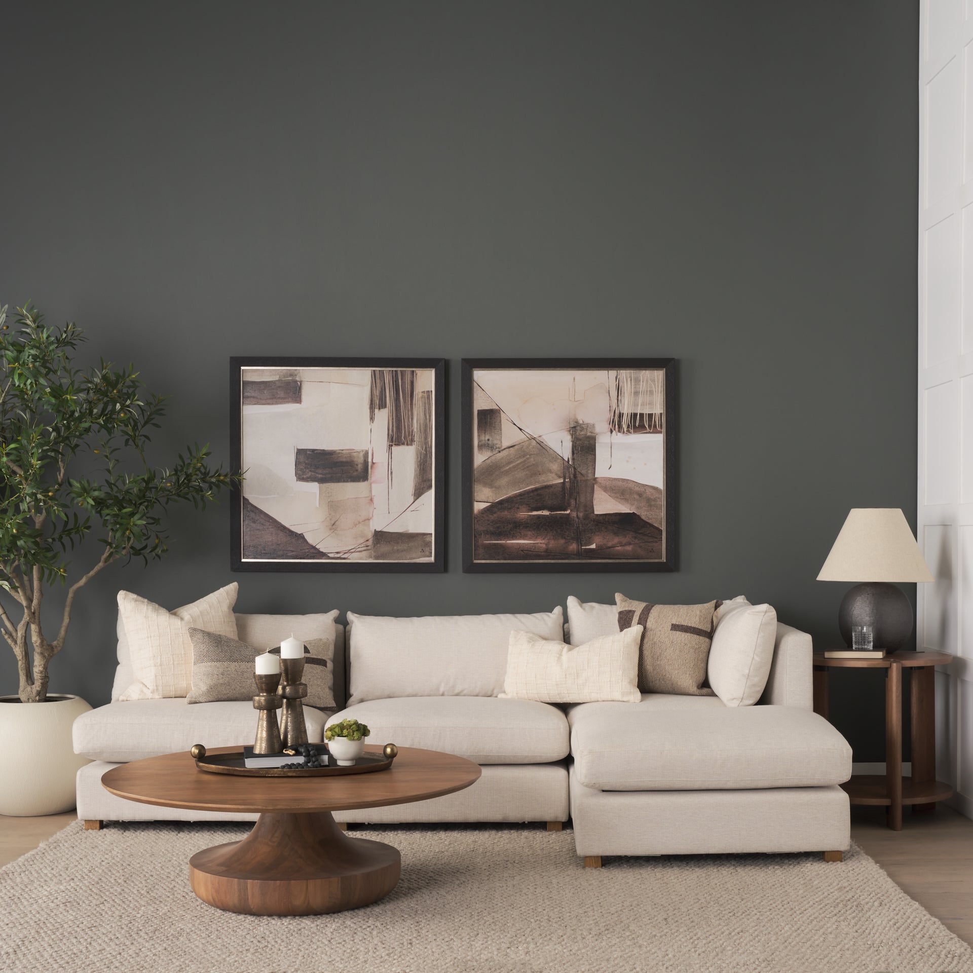 Arno Warm Mid - Brown Wood Sculptural Round Coffee Table - Central Designs