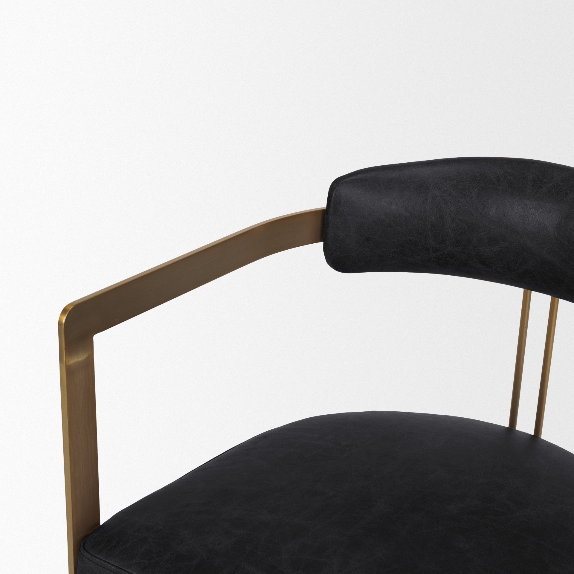 Hollyfield II Black Leather Seat Gold Iron Frame Dining Chair - Central Designs