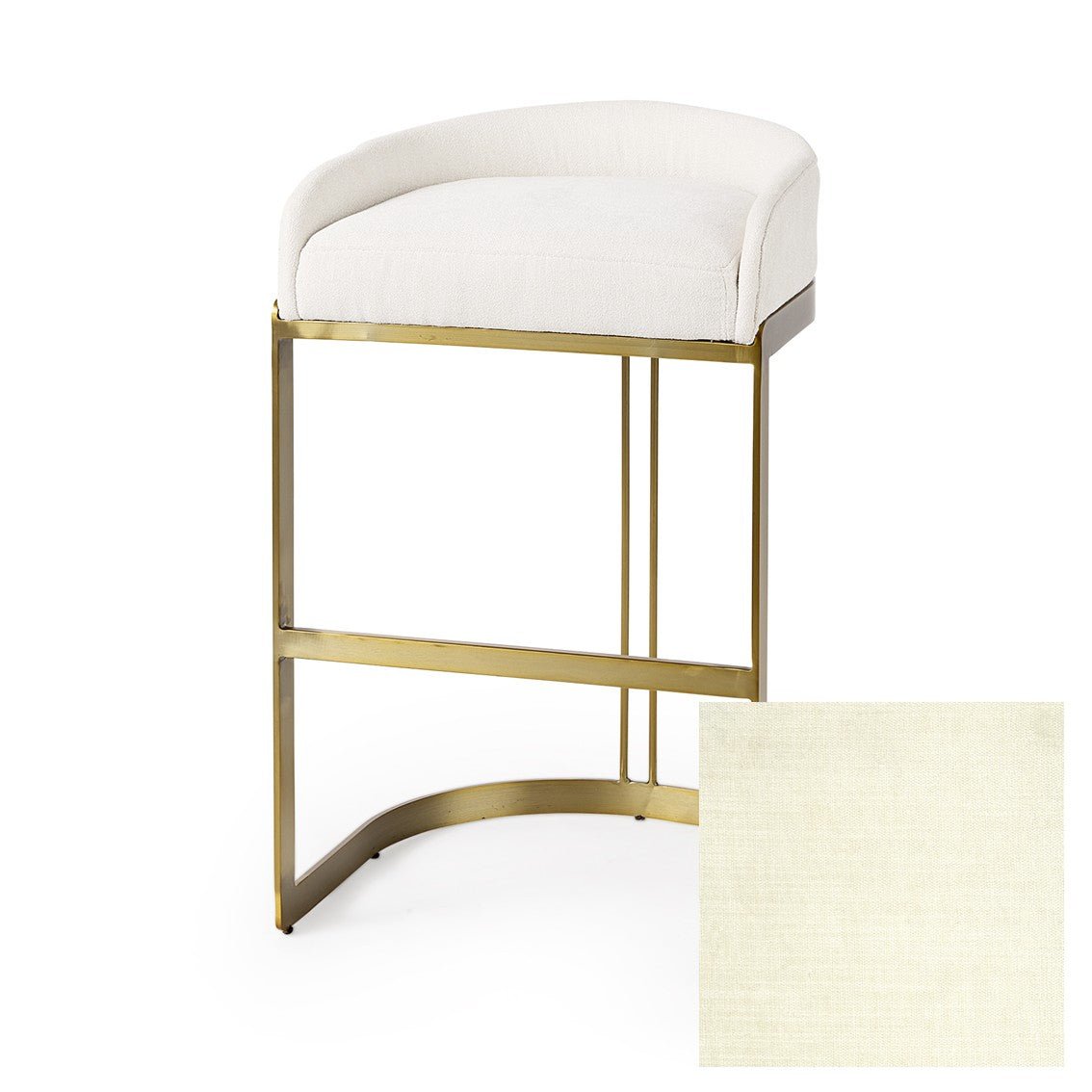 Hollyfield II Cream Fabric Seat W/ Gold Metal Base Bar Stool - Central Designs