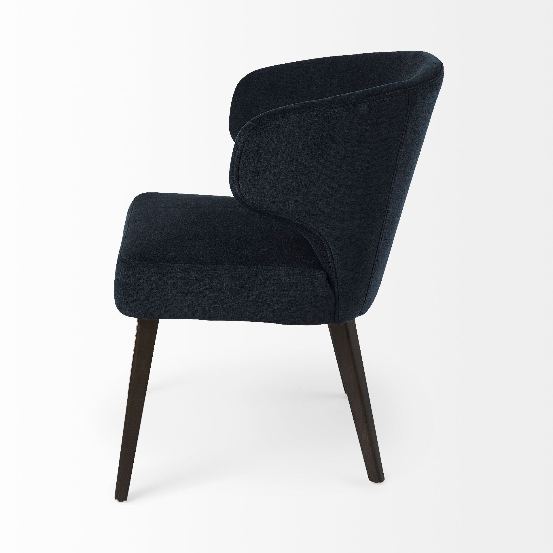 Niles 23.5L x 24W x 32H Navy Fabric Seat W/ Dark Brown Wooden Legs Wingback Dining Chair (Andes 600) - Central Designs