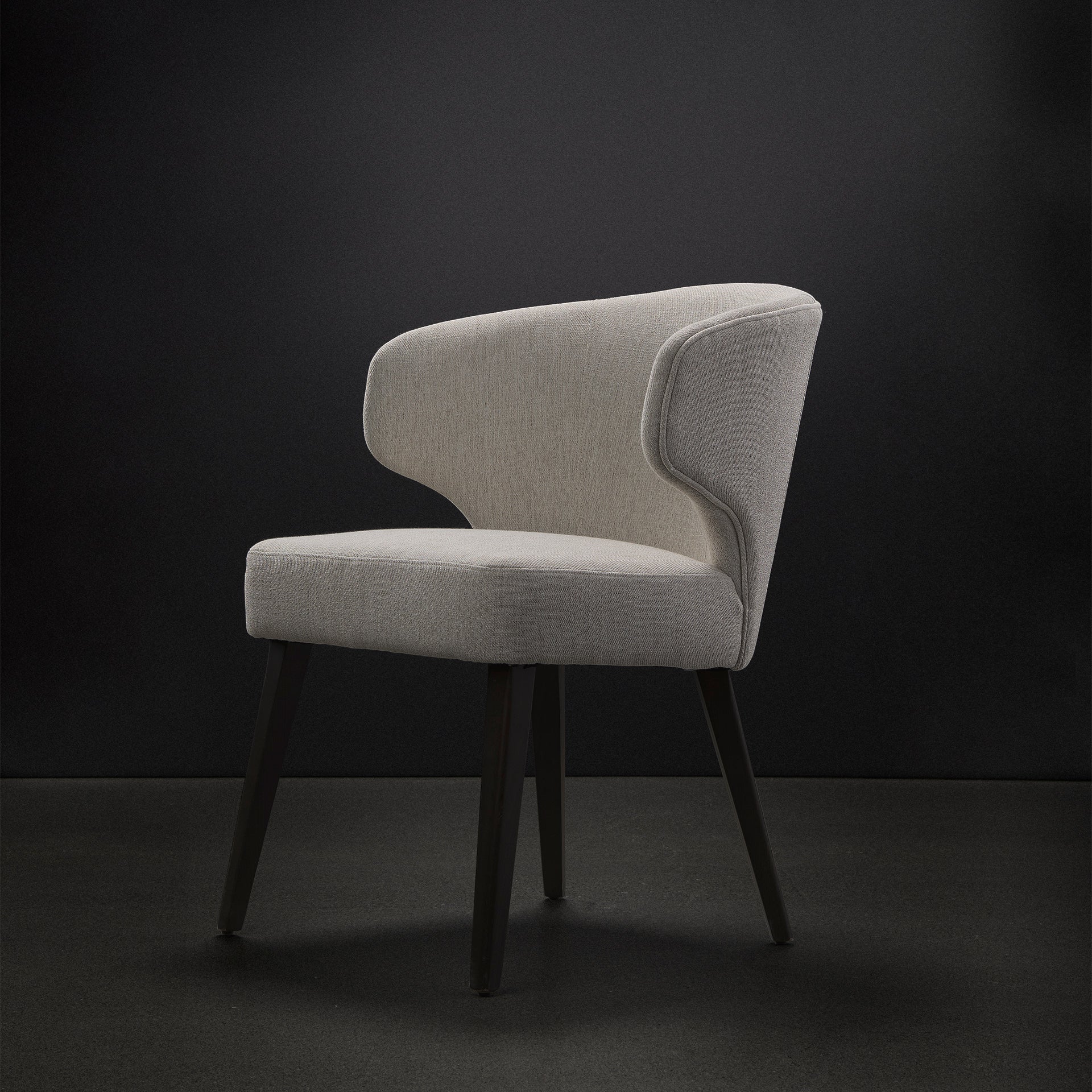 Niles 22.5L x 24.5W x 32H Cream Fabric Seat W/ Dark Brown Wooden Legs Wingback Dining Chair - Central Designs