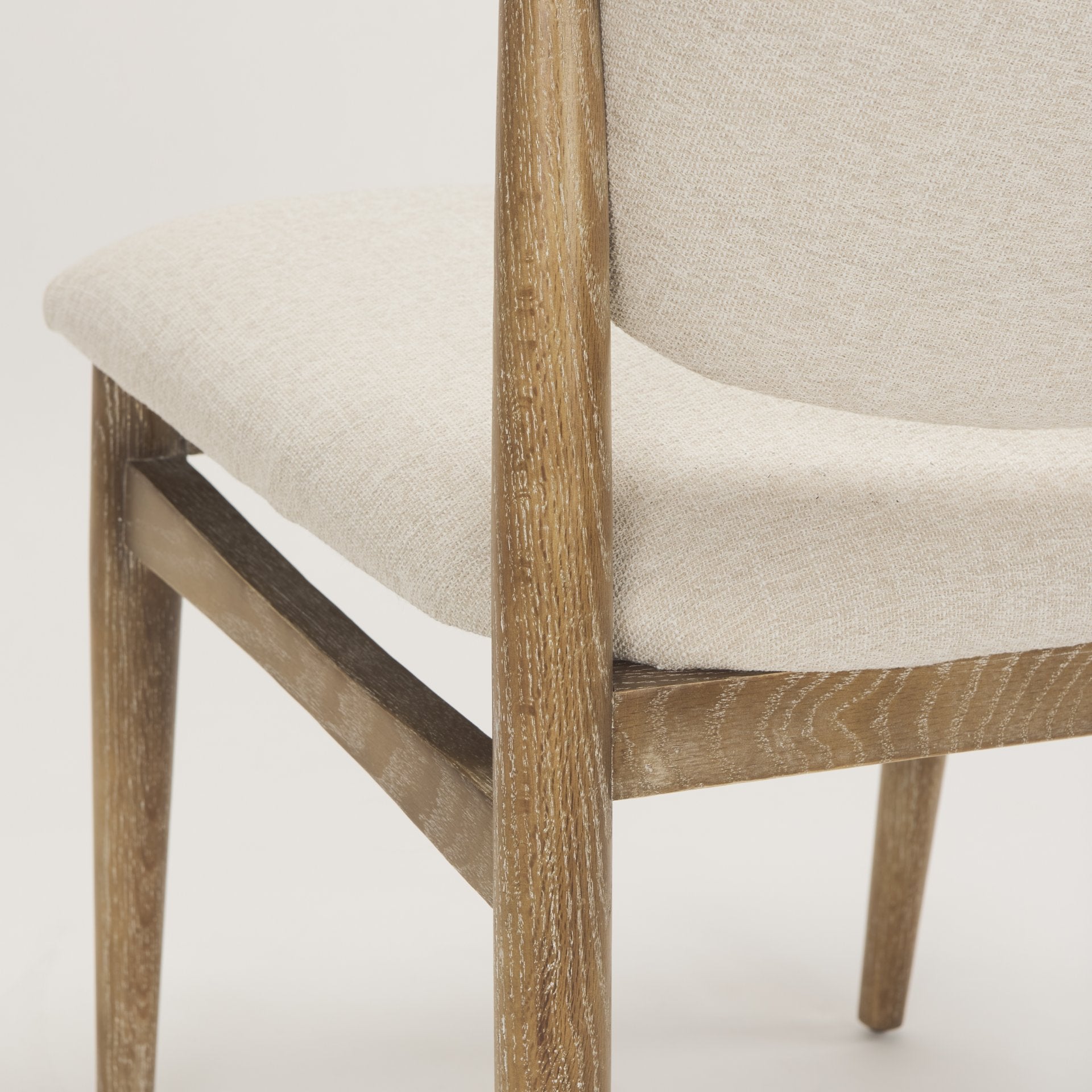 Cline Cream Fabric Upholstered and Light Brown Wood Dining Chair - Central Designs