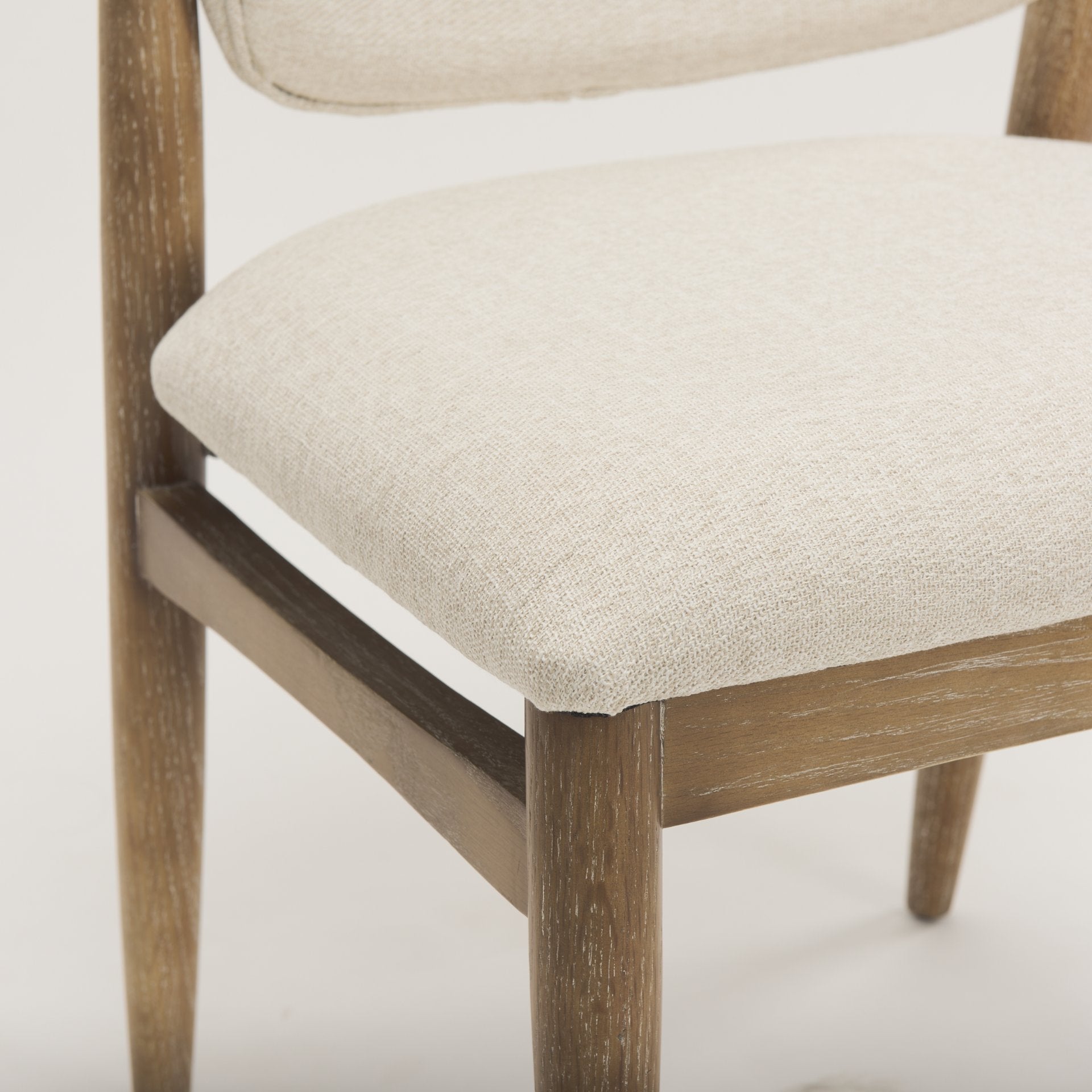 Cline Cream Fabric Upholstered and Light Brown Wood Dining Chair - Central Designs