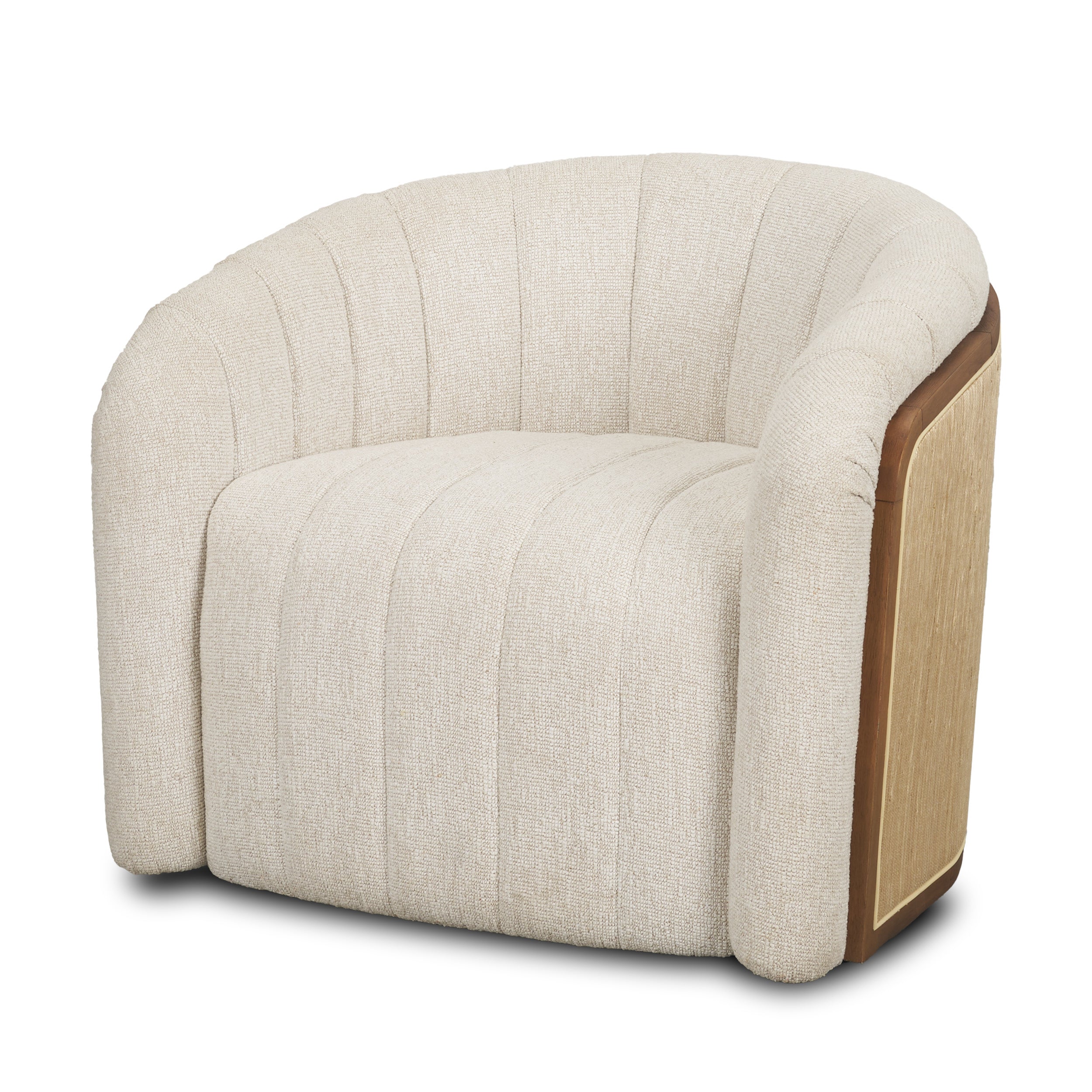 Fonda Cream Fabric w/ Natural Jute Swivel Accent Chair