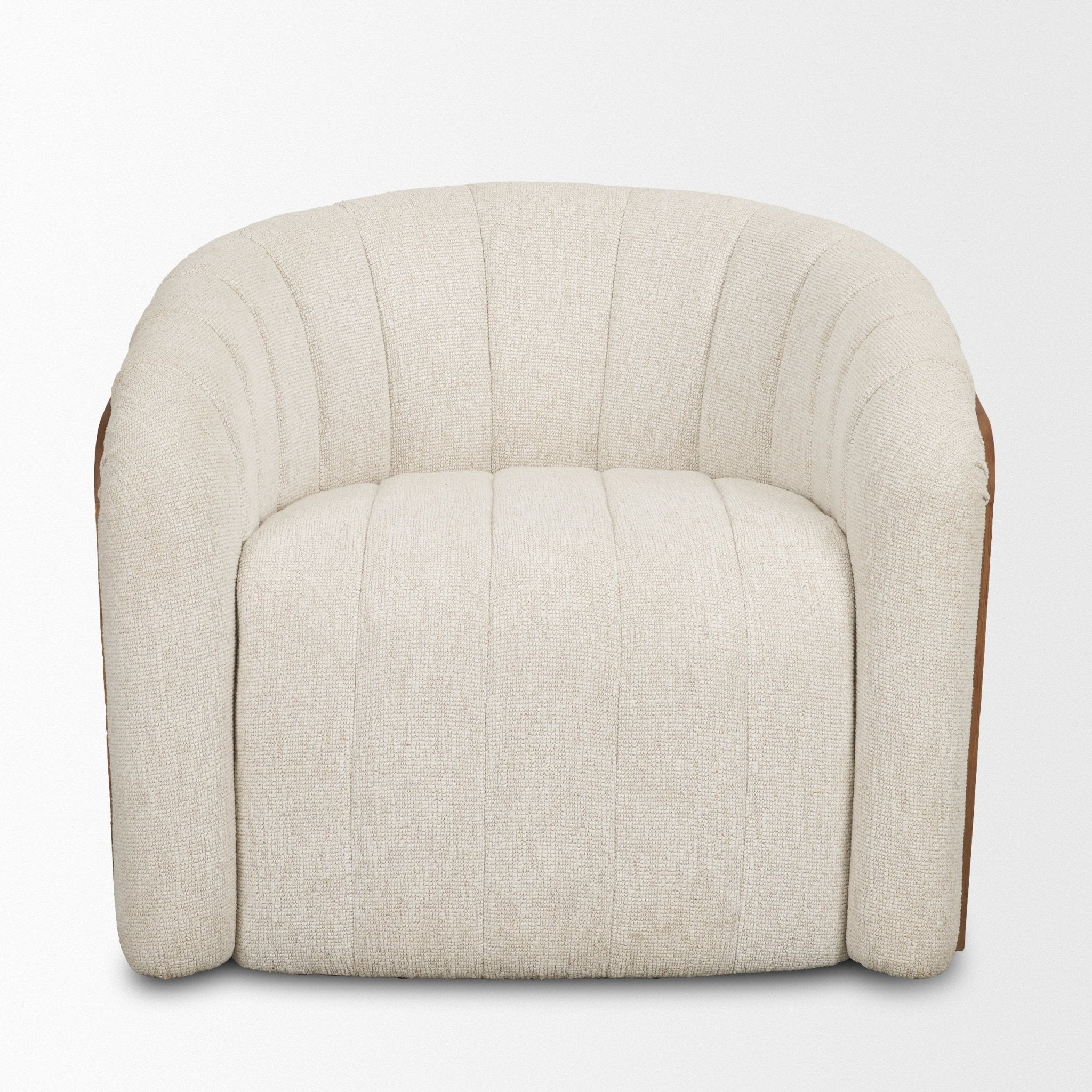 Fonda Cream Fabric w/ Natural Jute Swivel Accent Chair - Central Designs