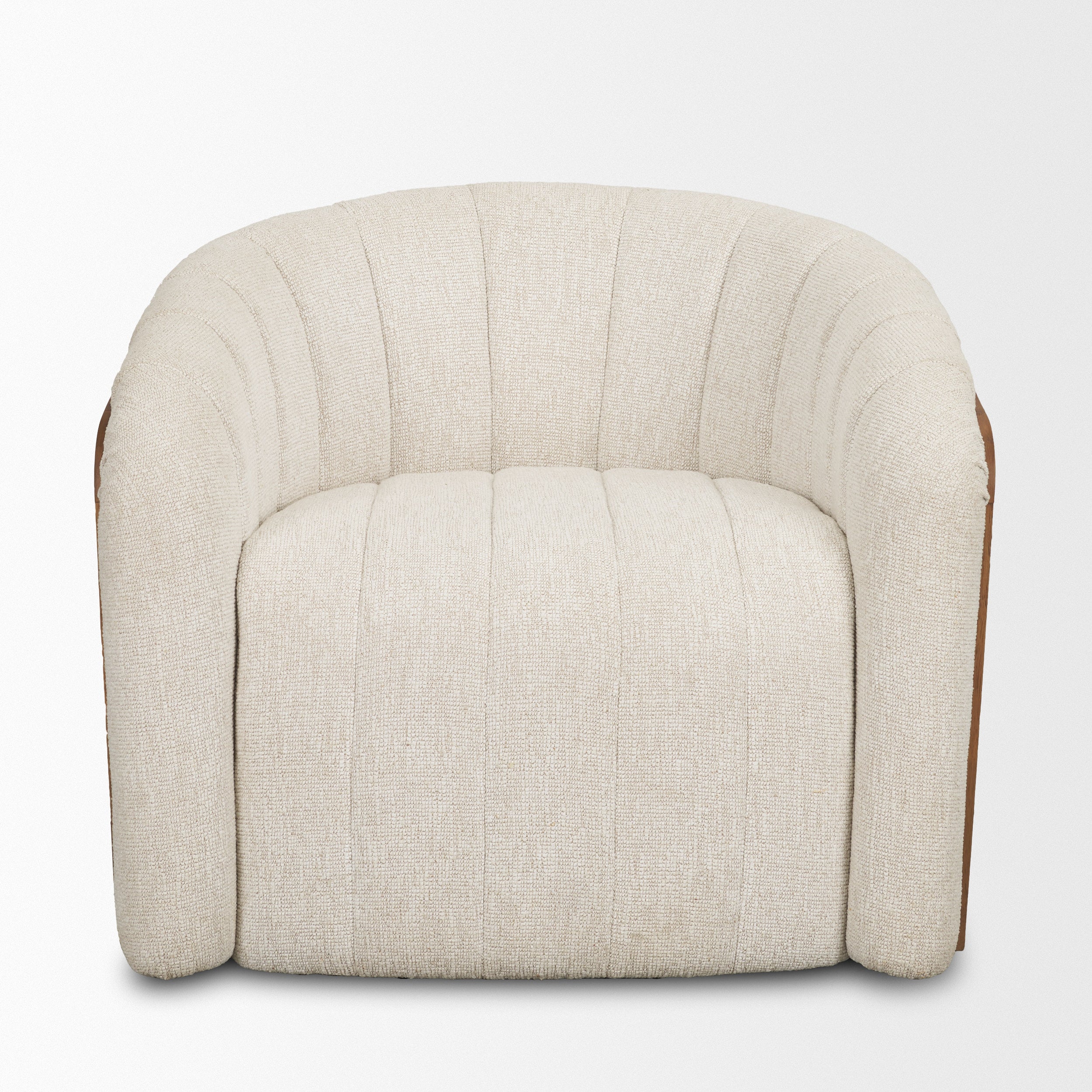 Fonda Cream Fabric w/ Natural Jute Swivel Accent Chair