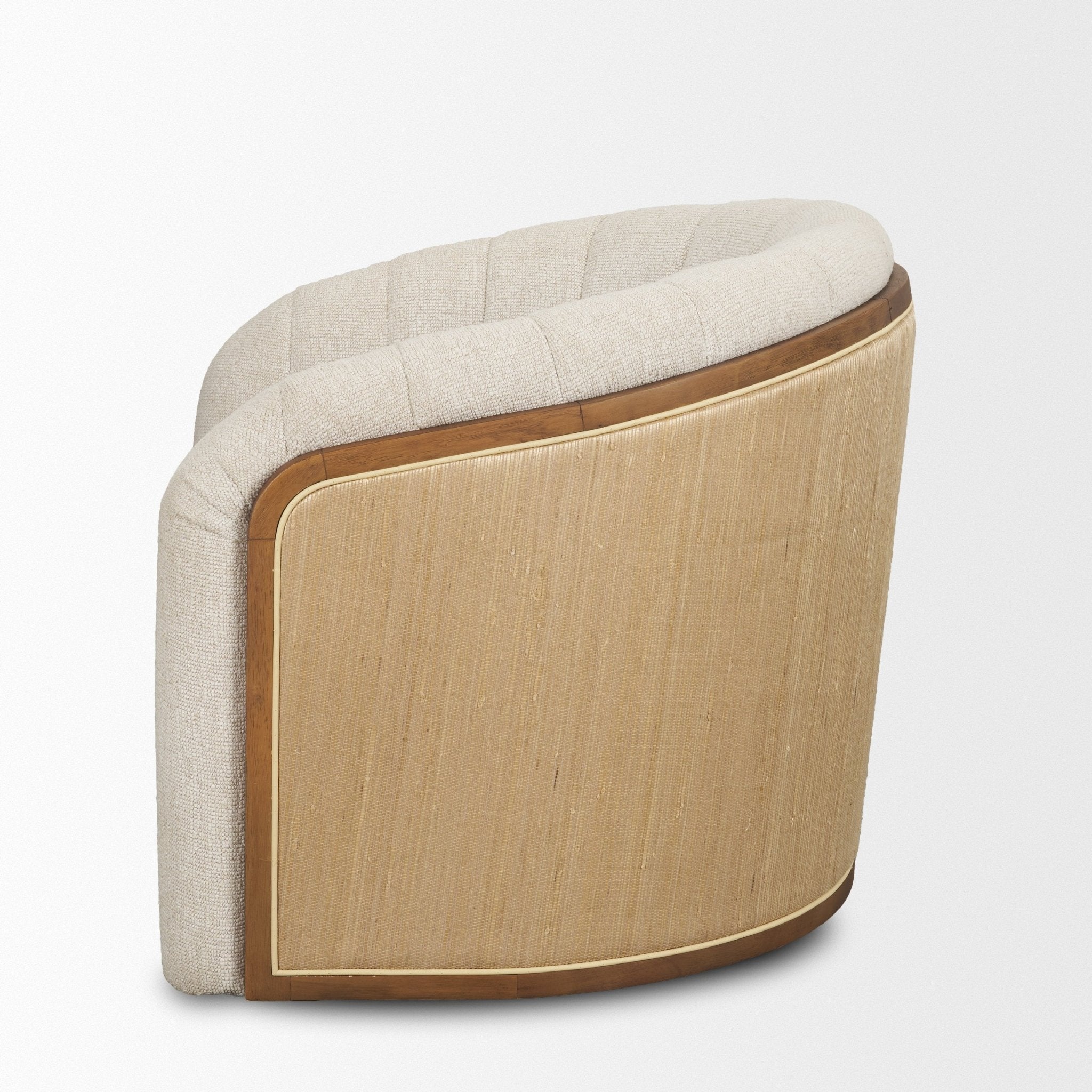 Fonda Cream Fabric w/ Natural Jute Swivel Accent Chair - Central Designs