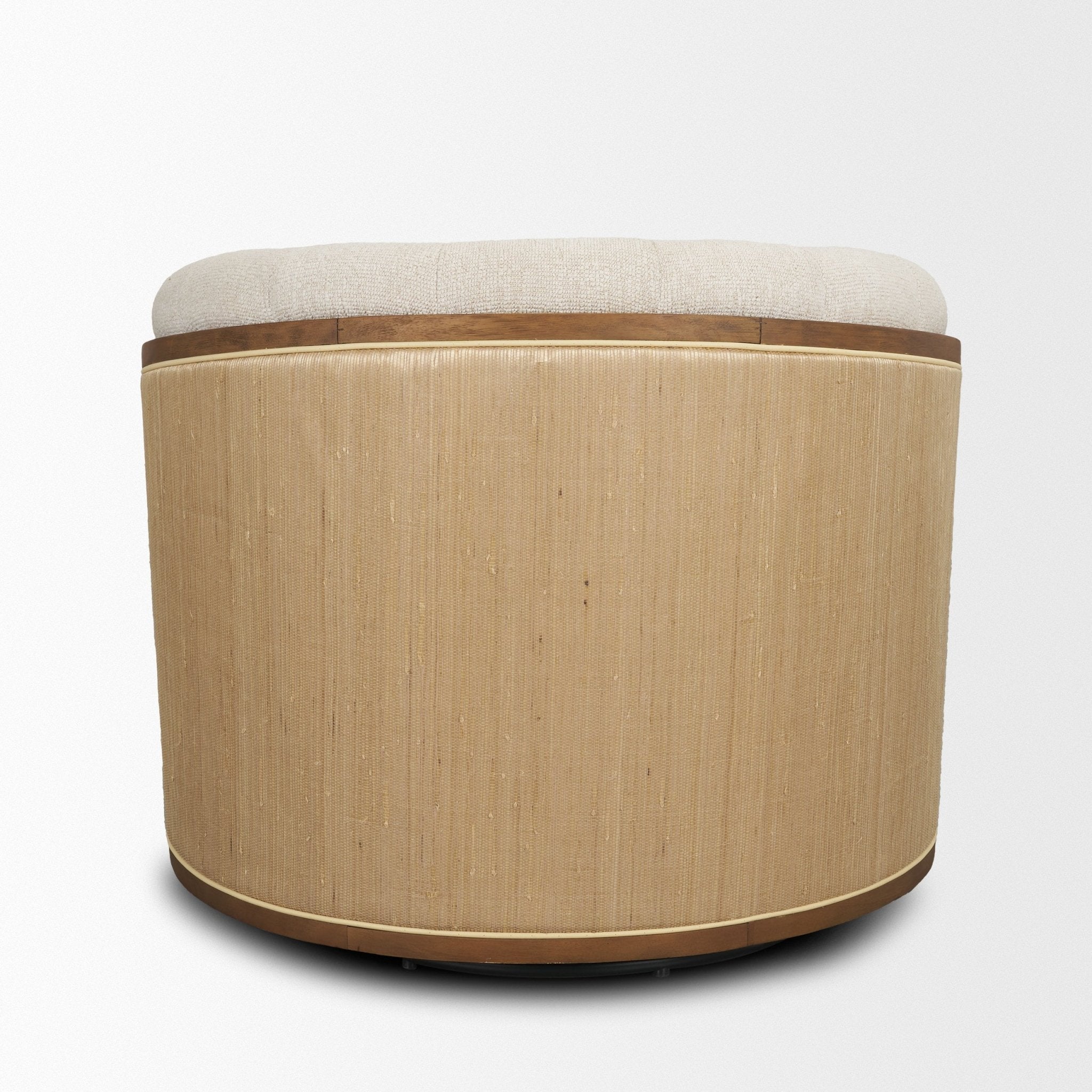 Fonda Cream Fabric w/ Natural Jute Swivel Accent Chair - Central Designs