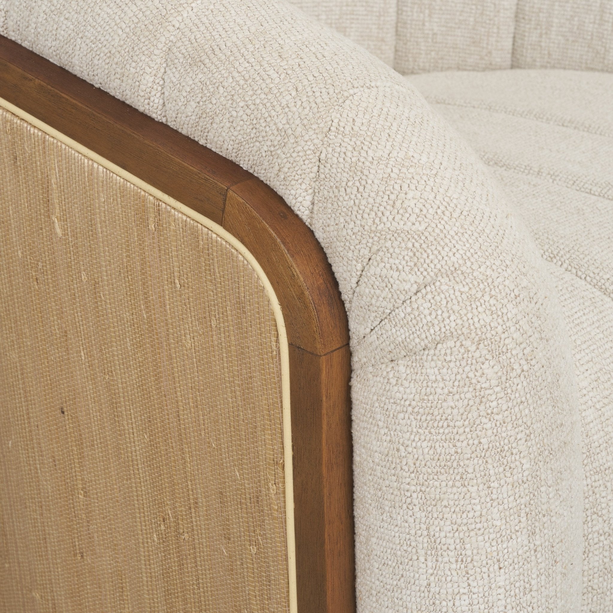 Fonda Cream Fabric w/ Natural Jute Swivel Accent Chair - Central Designs