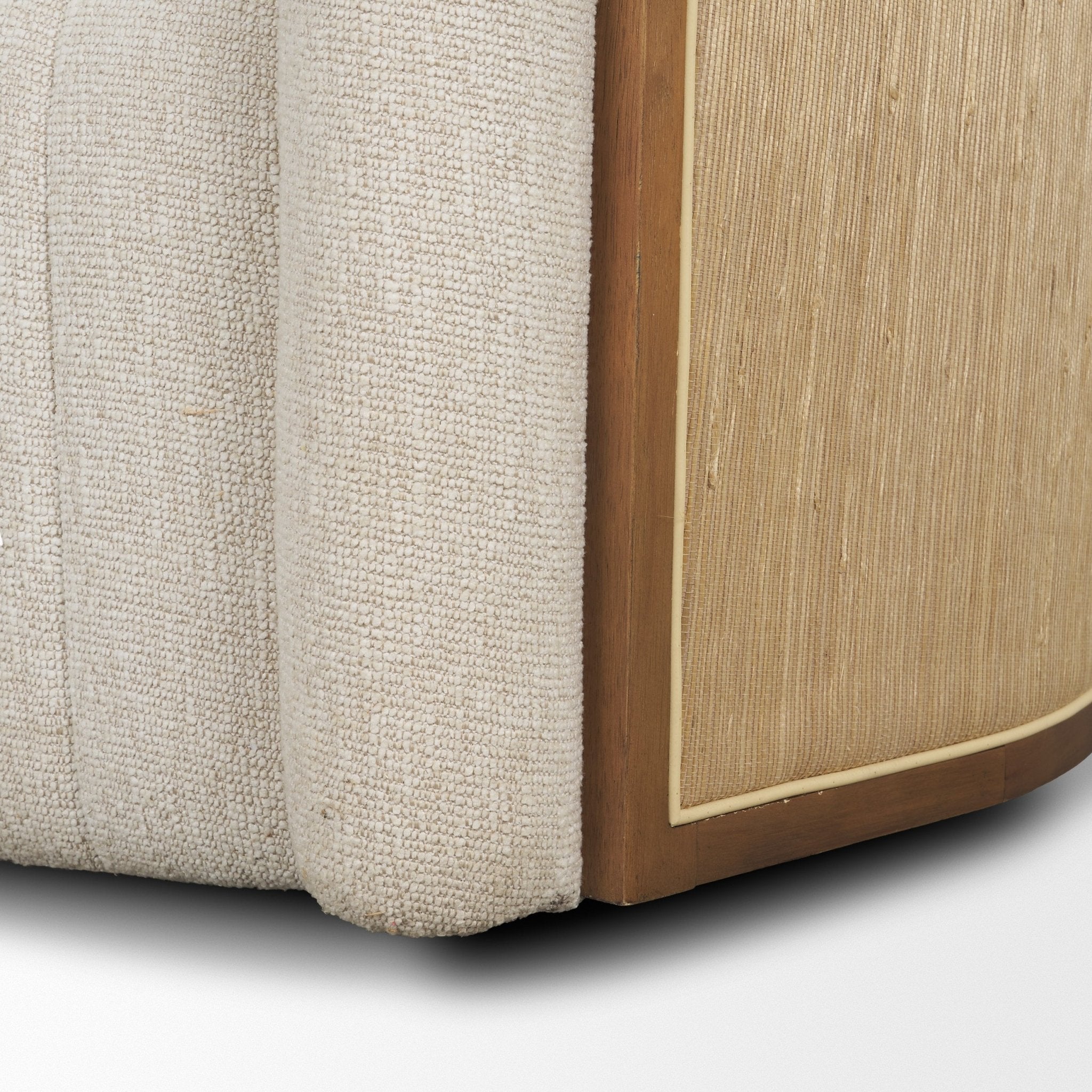Fonda Cream Fabric w/ Natural Jute Swivel Accent Chair - Central Designs
