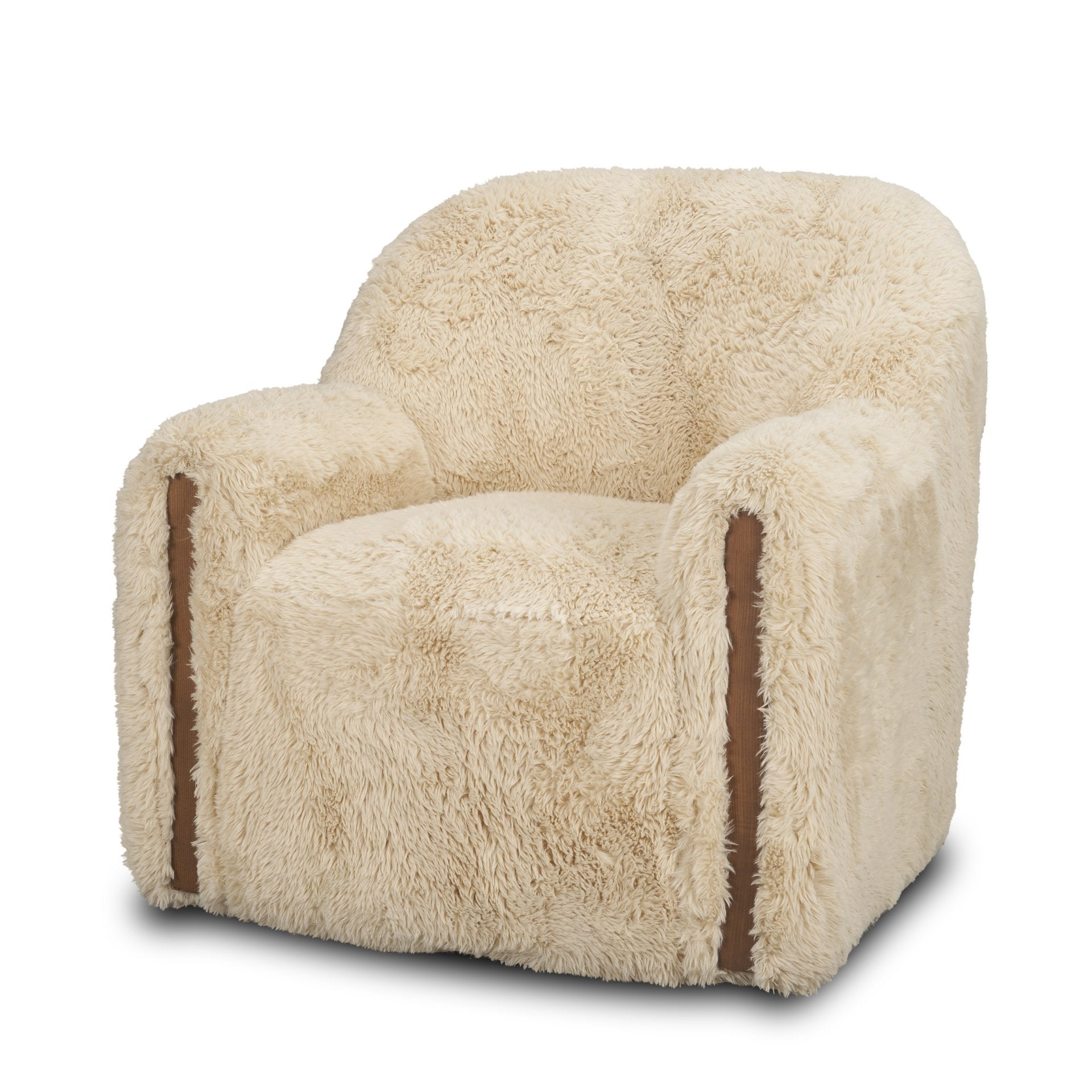 Huntley Cream Faux Fur Fabric Accent Chair