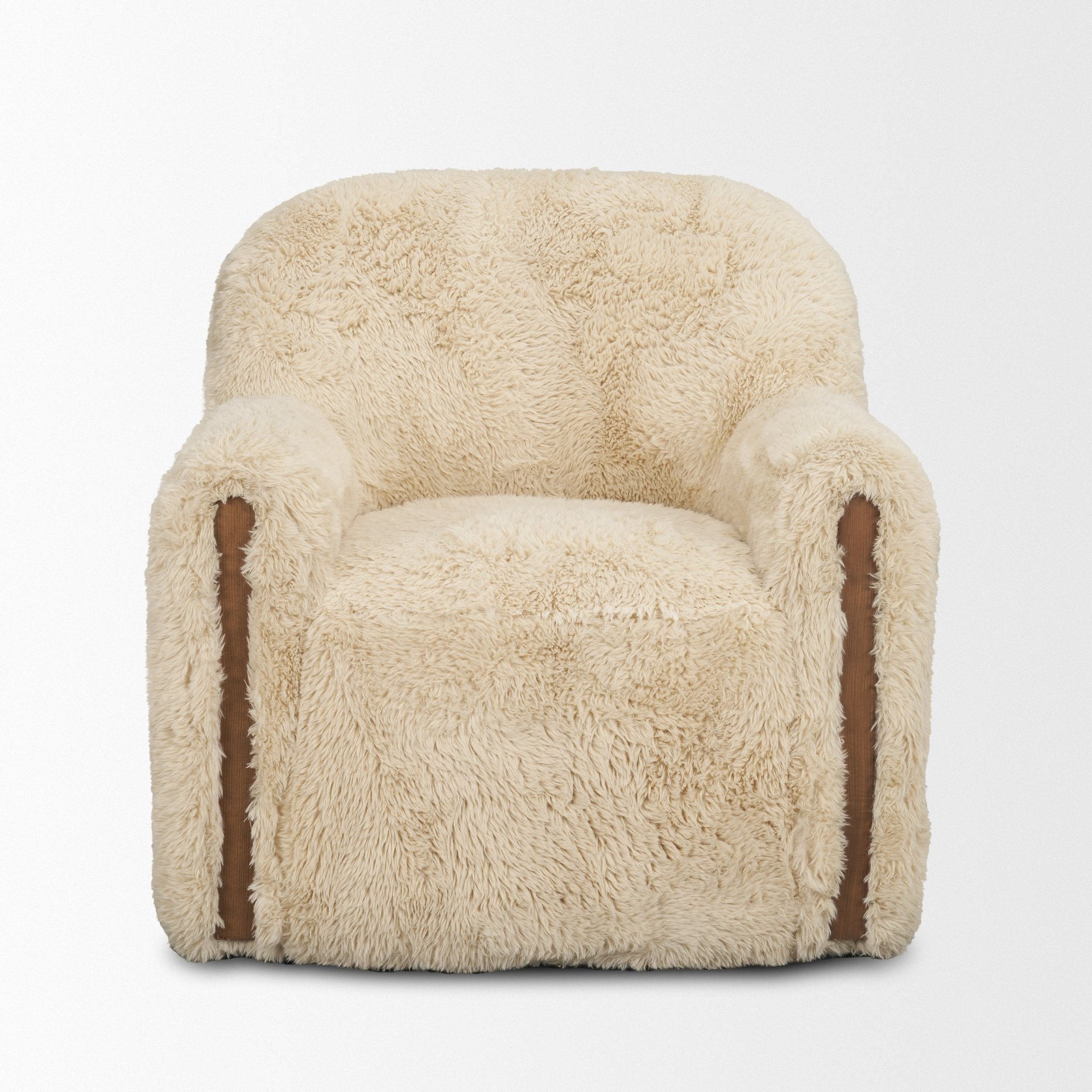 Huntley Cream Faux Fur Fabric Accent Chair