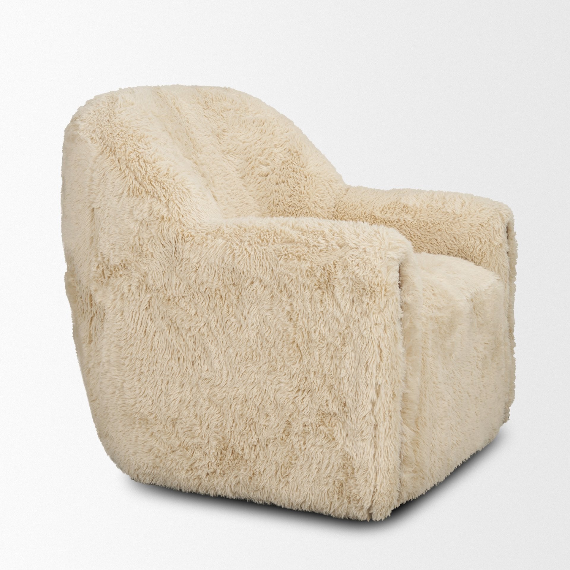 Huntley Cream Faux Fur Fabric Accent Chair