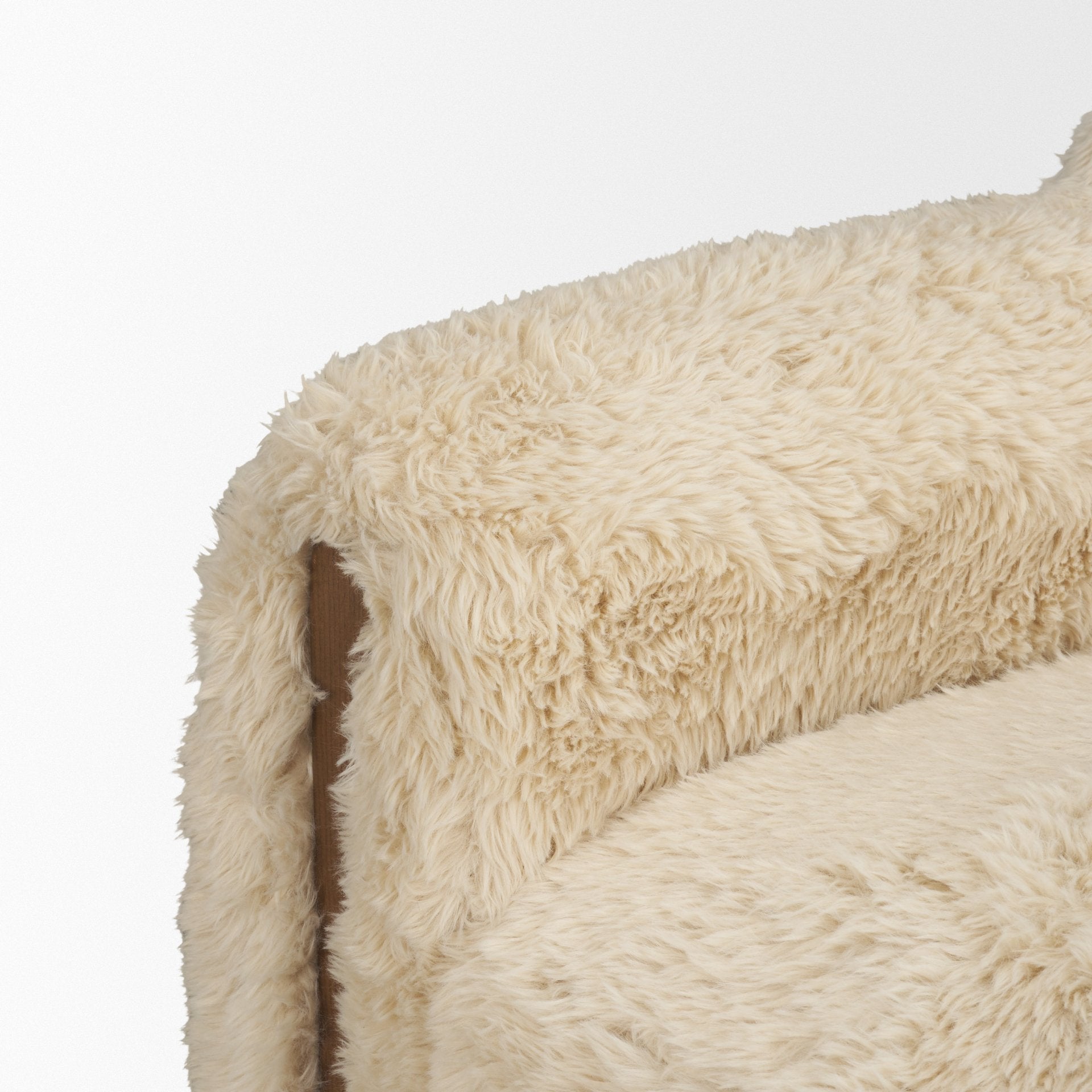 Huntley Cream Faux Fur Fabric Accent Chair