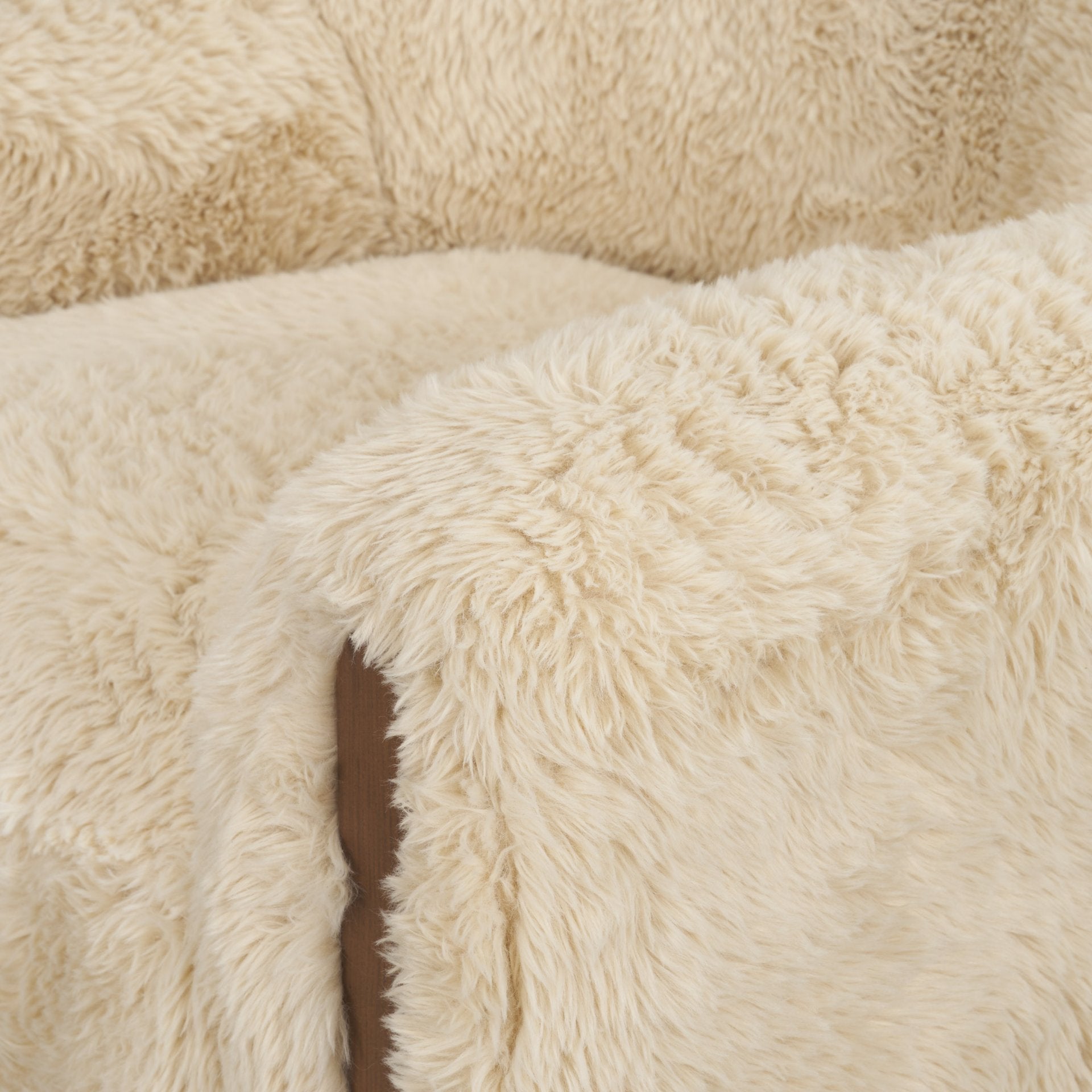 Huntley Cream Faux Fur Fabric Accent Chair