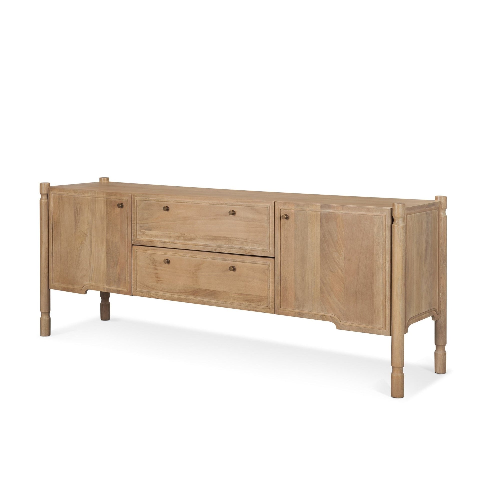 Phil Light Brown Wood 2 Door 1 Drawer w/ Pull Down Media Console - Central Designs