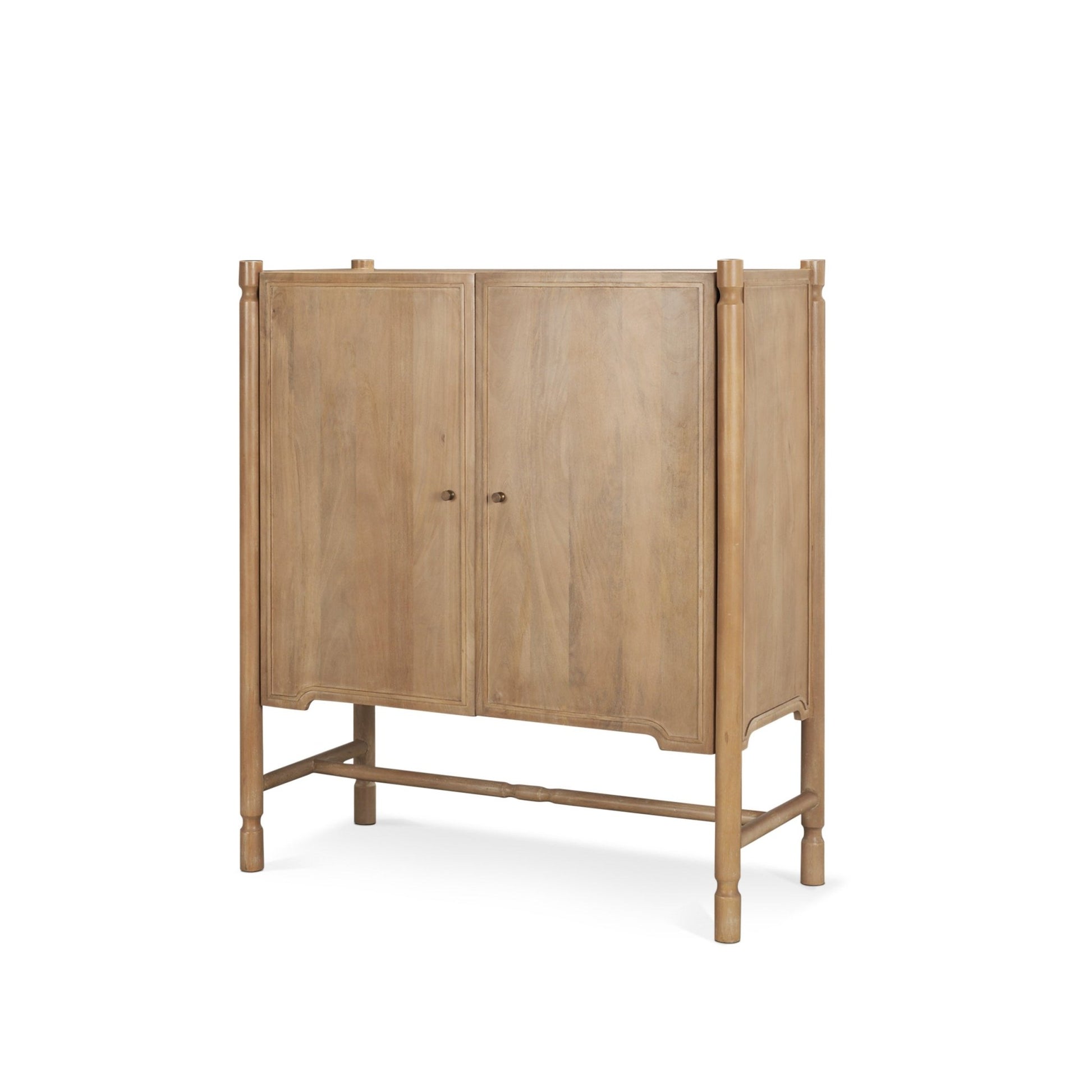 Phil Light Brown Wood 2 Door Bar Cabinet - Central Designs
