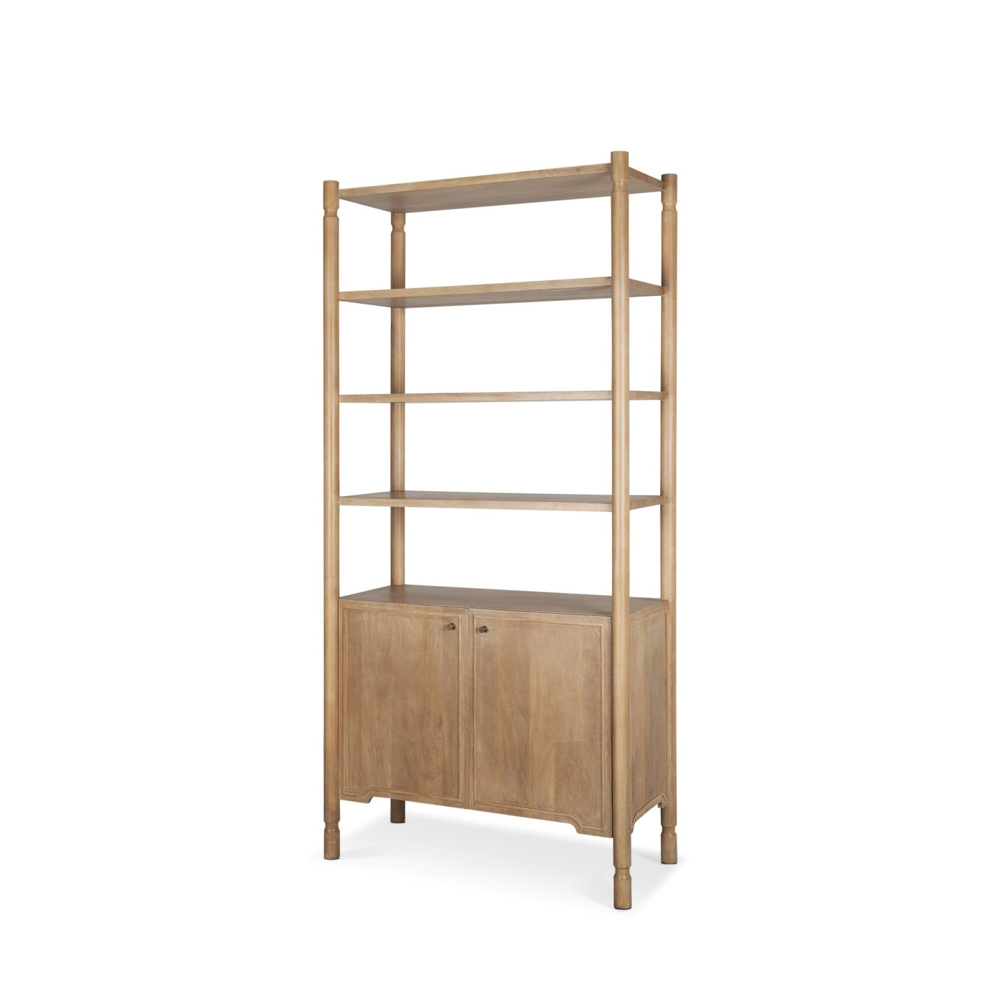 Phil Light Brown Wood 2 Door 3 Shelves Open Shelving Unit - Central Designs