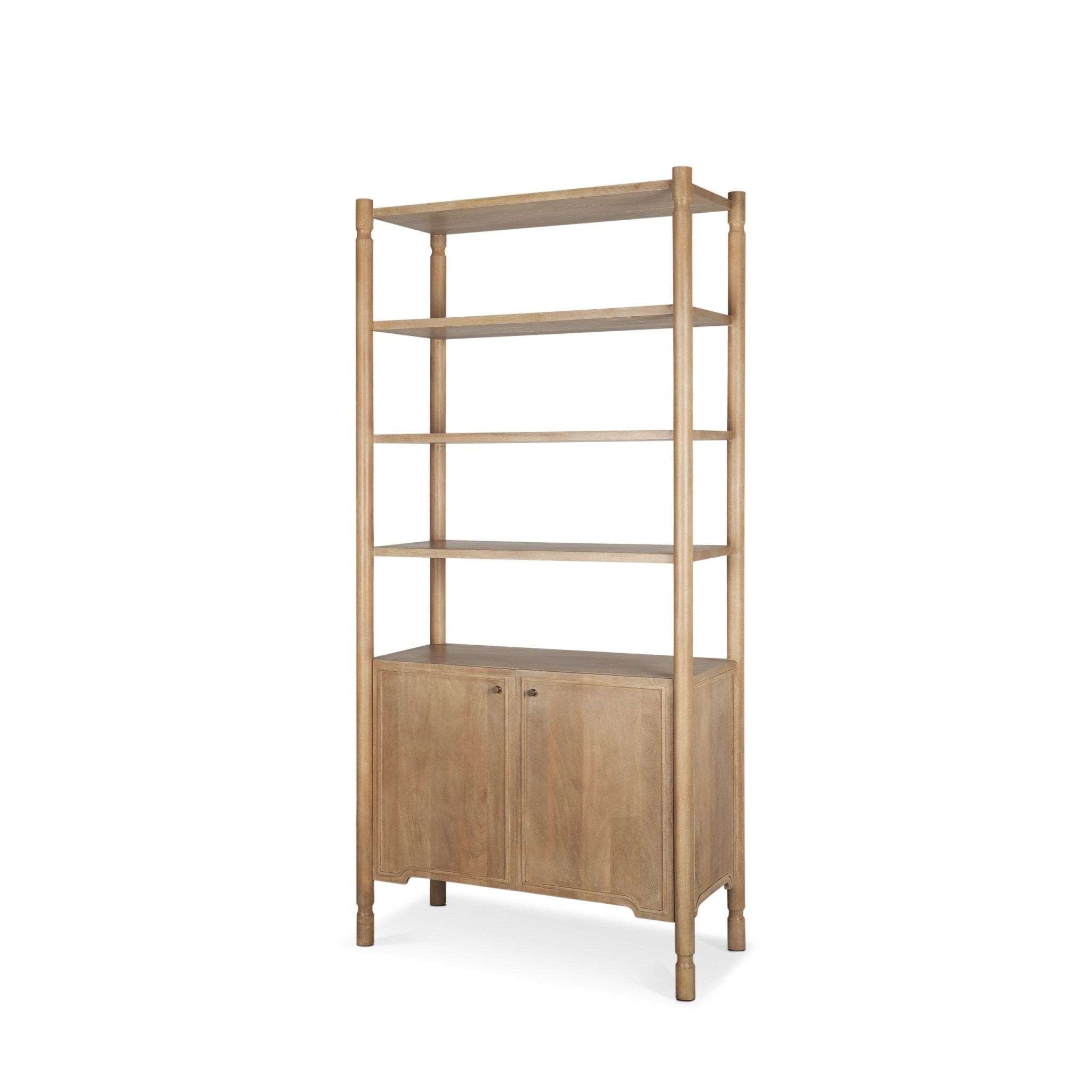 Phil Light Brown Wood 2 Door 3 Shelves Open Shelving Unit - Central Designs