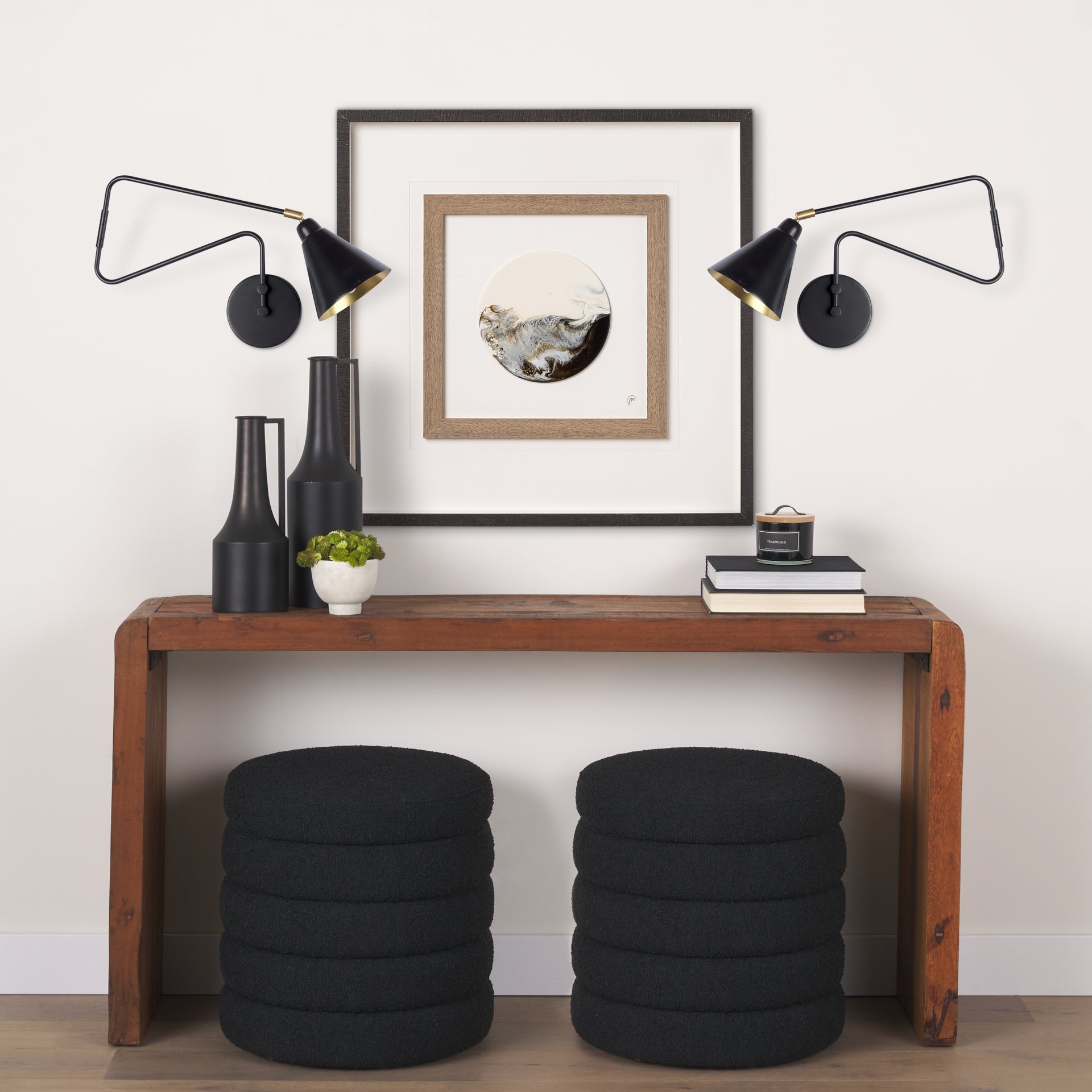 Cobalt 6L x 32W Black Metal Cone Shaped Swivel Wall Sconce - Central Designs