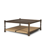 Bondi 42" Dark Brown Wood w/ Paper Rope Shelf Square Coffee Table - Central Designs