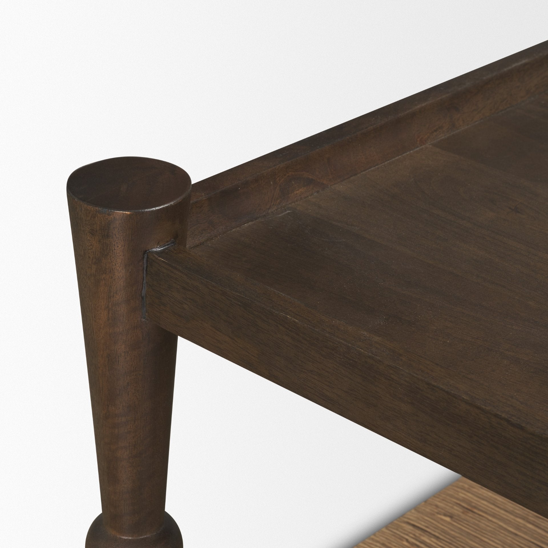 Bondi 42" Dark Brown Wood w/ Paper Rope Shelf Square Coffee Table - Central Designs