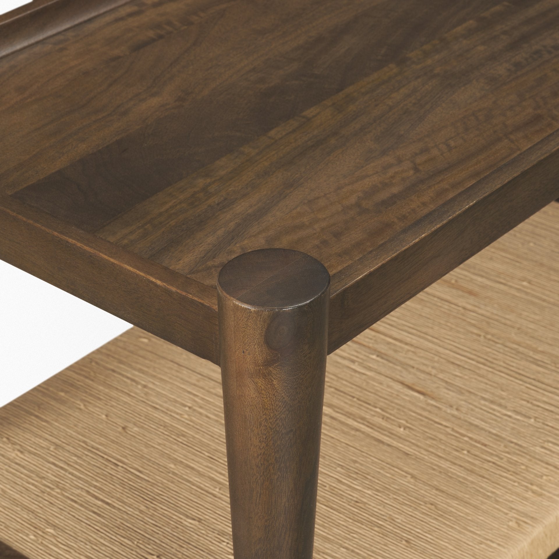 Bondi Dark Brown Wood w/ Paper Rope Shelf Console Table - Central Designs