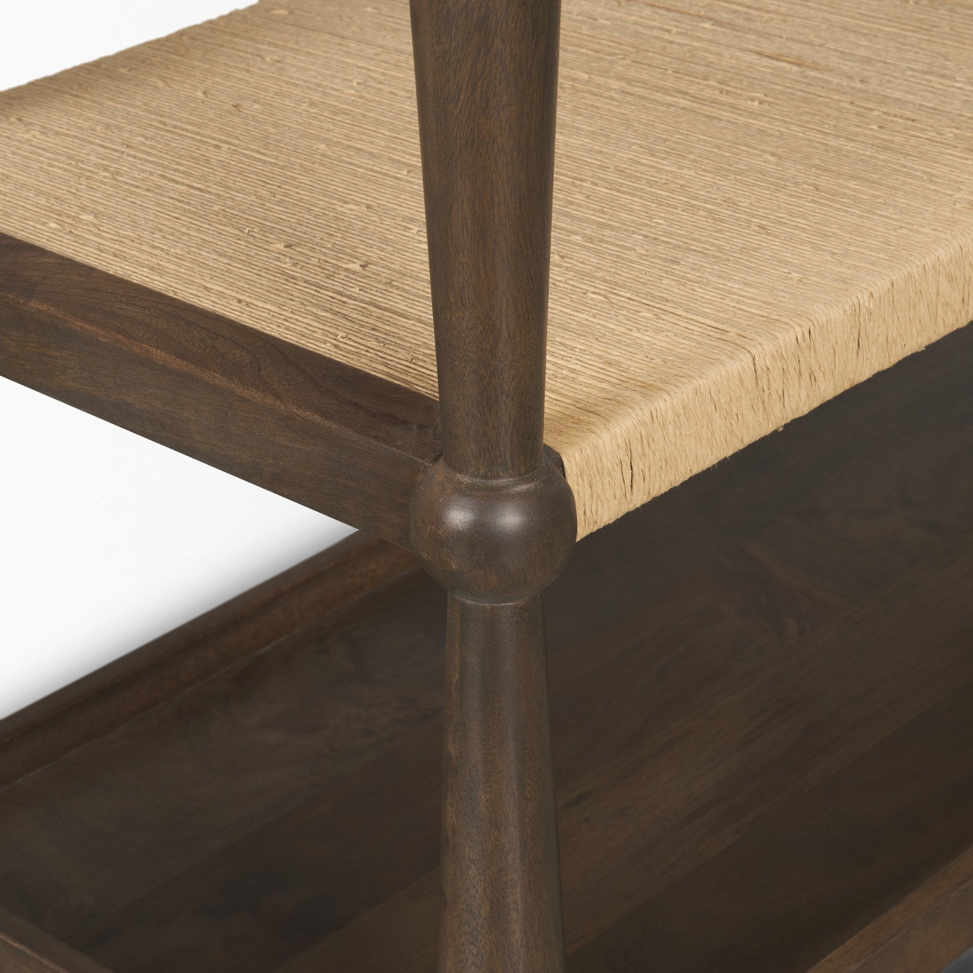 Bondi Dark Brown Wood w/ Paper Rope Shelf Console Table - Central Designs