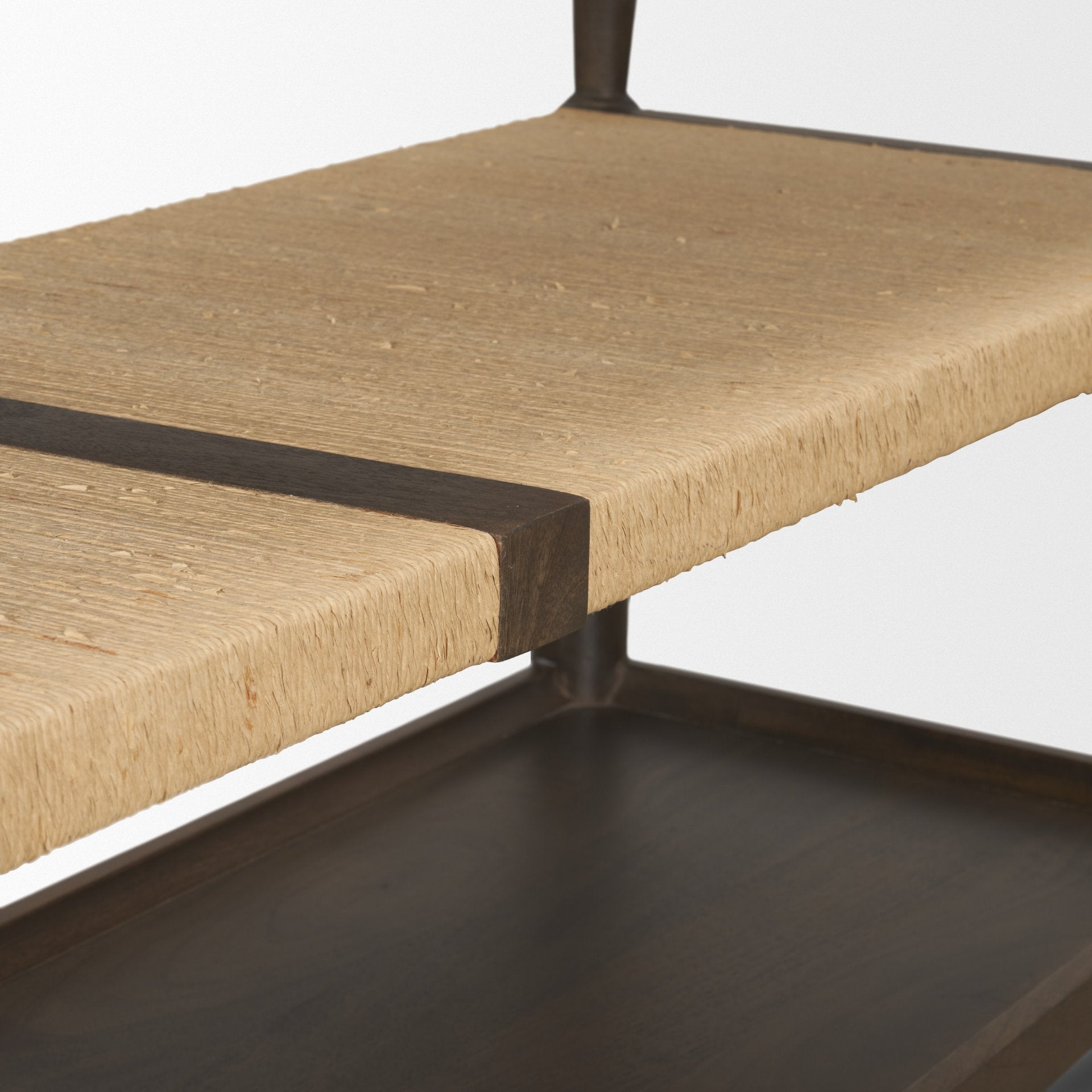 Bondi Dark Brown Wood w/ Paper Rope Shelf Console Table - Central Designs