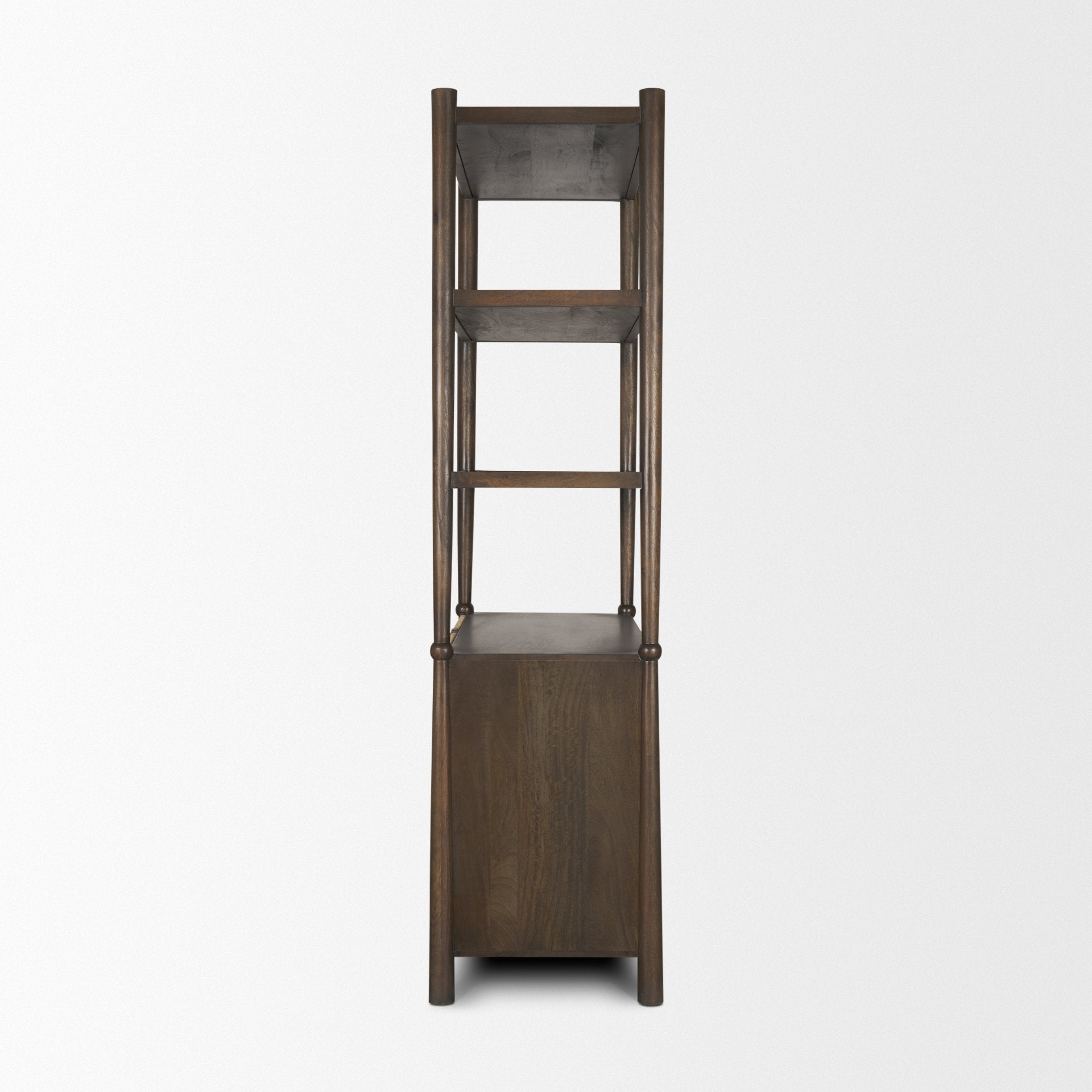 Bondi 2 Door Open Dark Brown Wood w/ Paper Rope Shelving Unit - Central Designs
