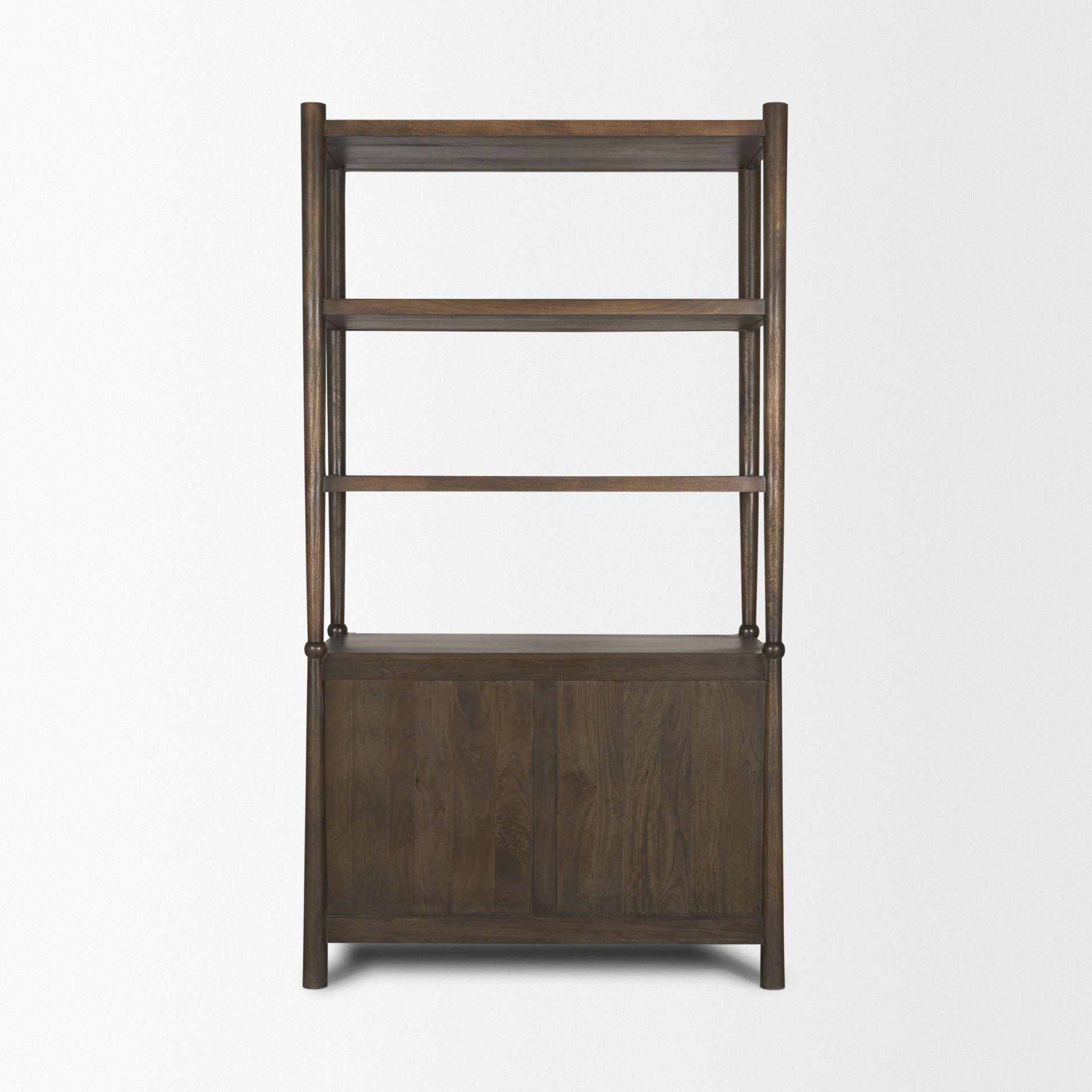 Bondi 2 Door Open Dark Brown Wood w/ Paper Rope Shelving Unit - Central Designs