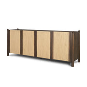 Bondi 85" Dark Brown Wood w/ Paper Rope 4 Door Closed Sideboard - Central Designs