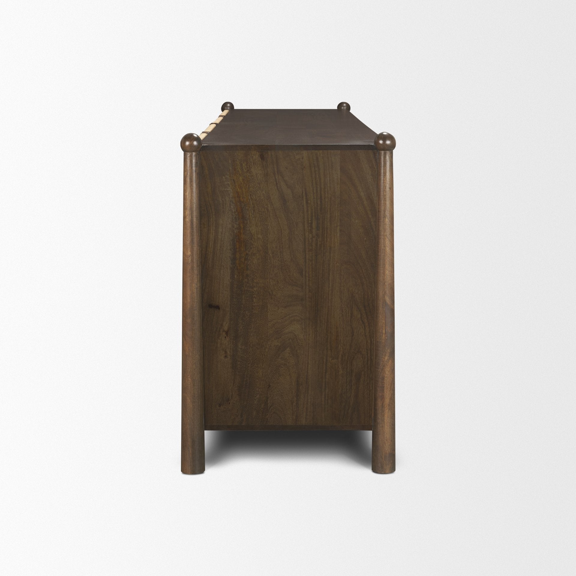 Bondi 85" Dark Brown Wood w/ Paper Rope 4 Door Closed Sideboard - Central Designs