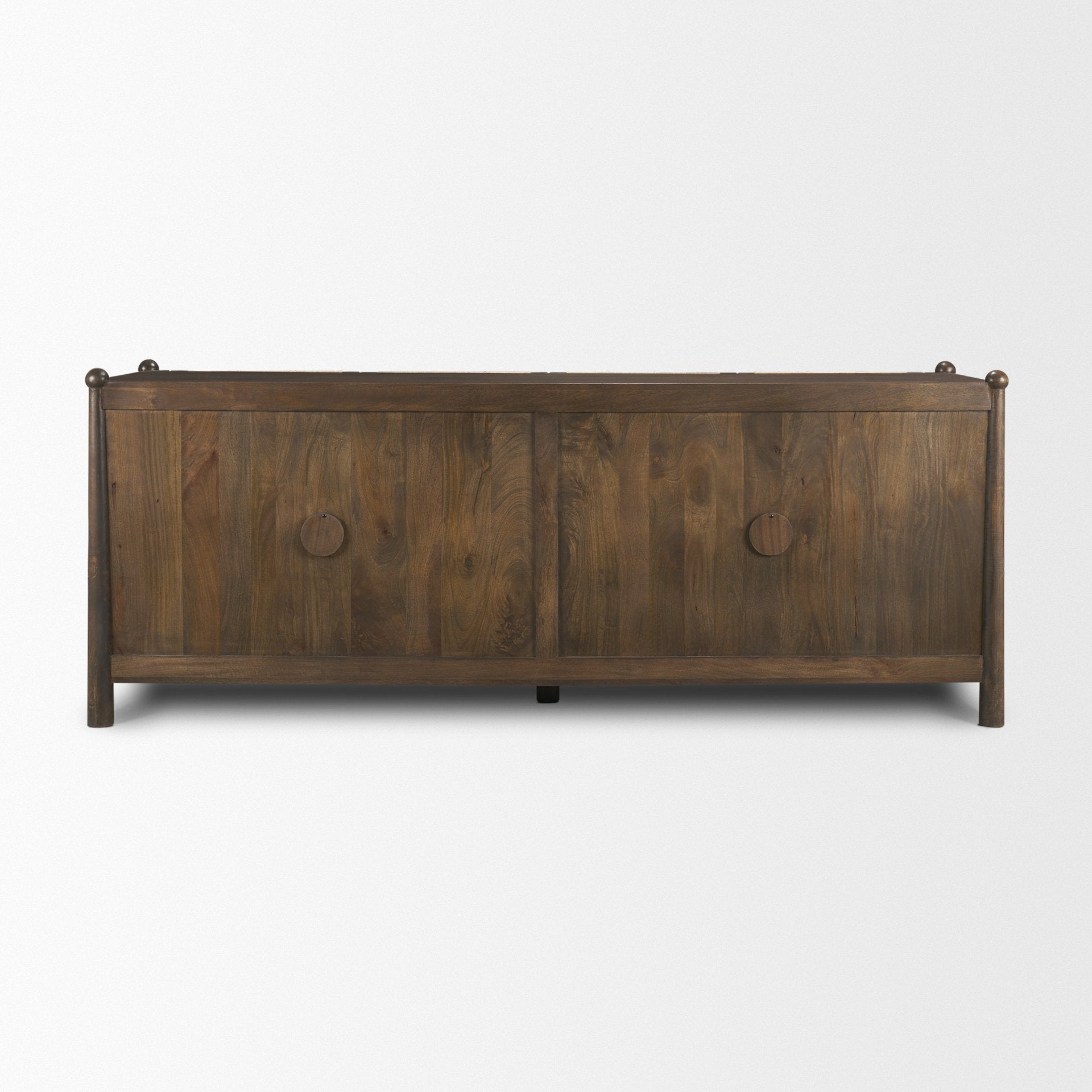 Bondi 85" Dark Brown Wood w/ Paper Rope 4 Door Closed Sideboard - Central Designs