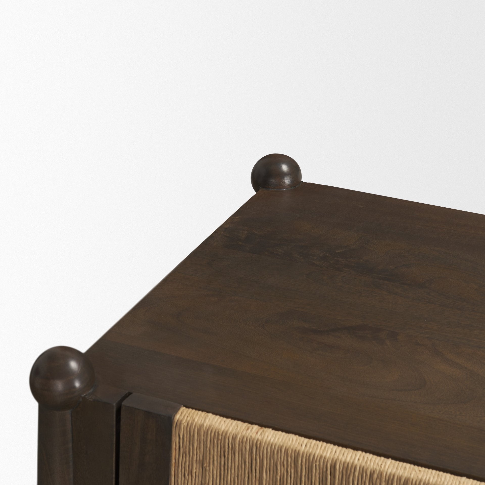 Bondi 85" Dark Brown Wood w/ Paper Rope 4 Door Closed Sideboard - Central Designs