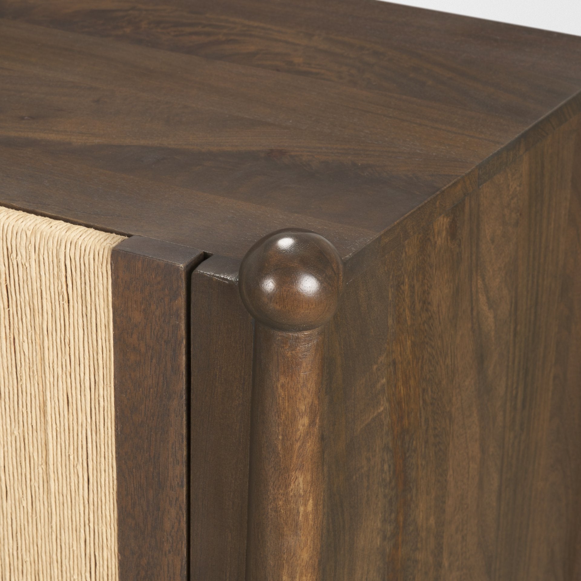 Bondi 85" Dark Brown Wood w/ Paper Rope 4 Door Closed Sideboard - Central Designs