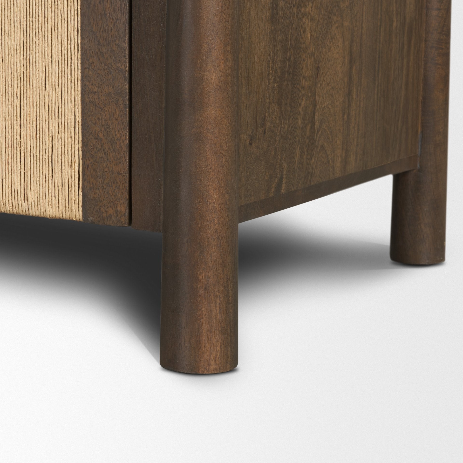 Bondi 85" Dark Brown Wood w/ Paper Rope 4 Door Closed Sideboard - Central Designs