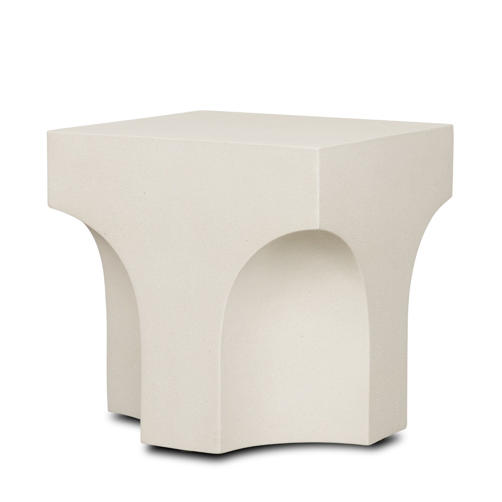 Bunda Square Sculptural Stone Finish Accent Table - Central Designs