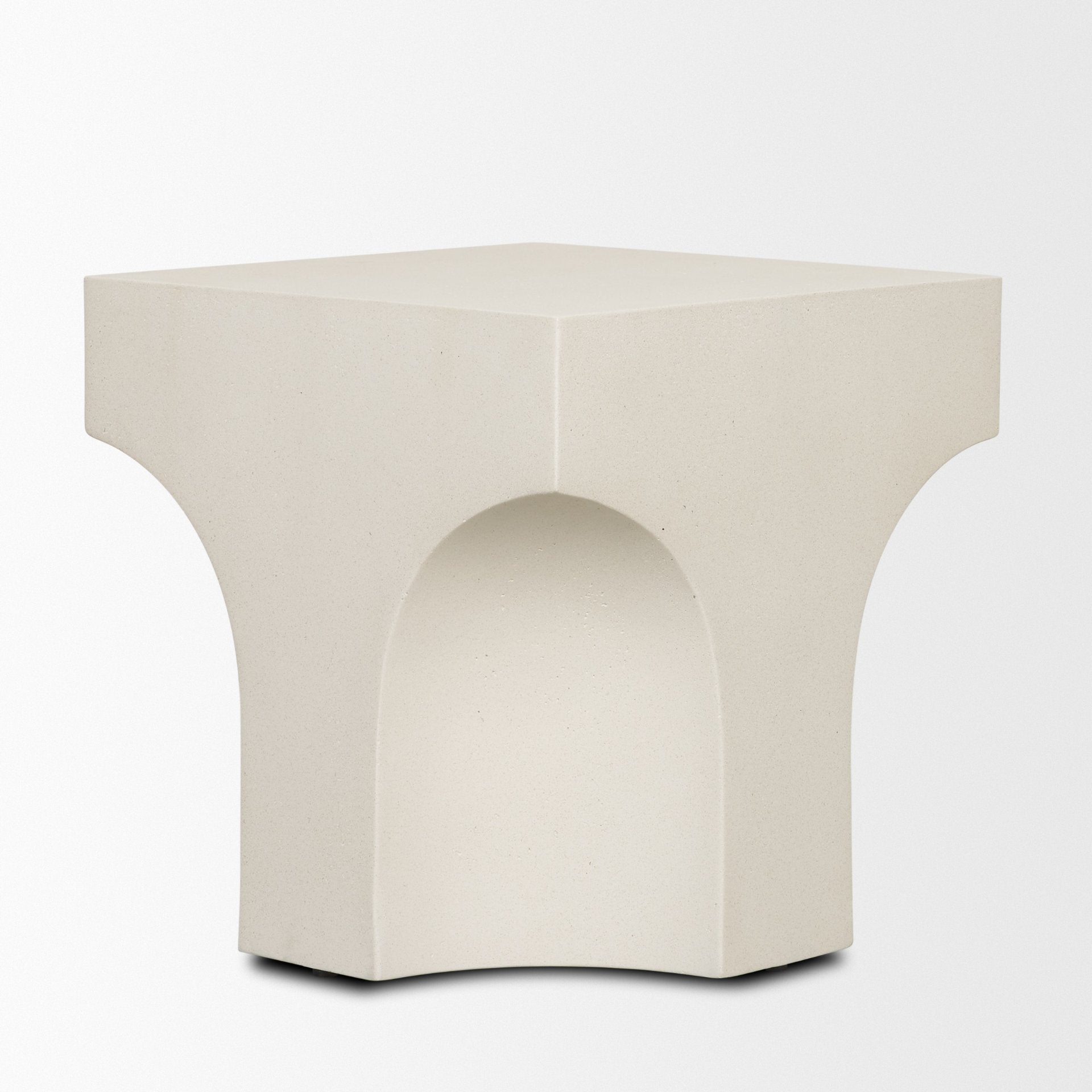 Bunda Square Sculptural Stone Finish Accent Table - Central Designs