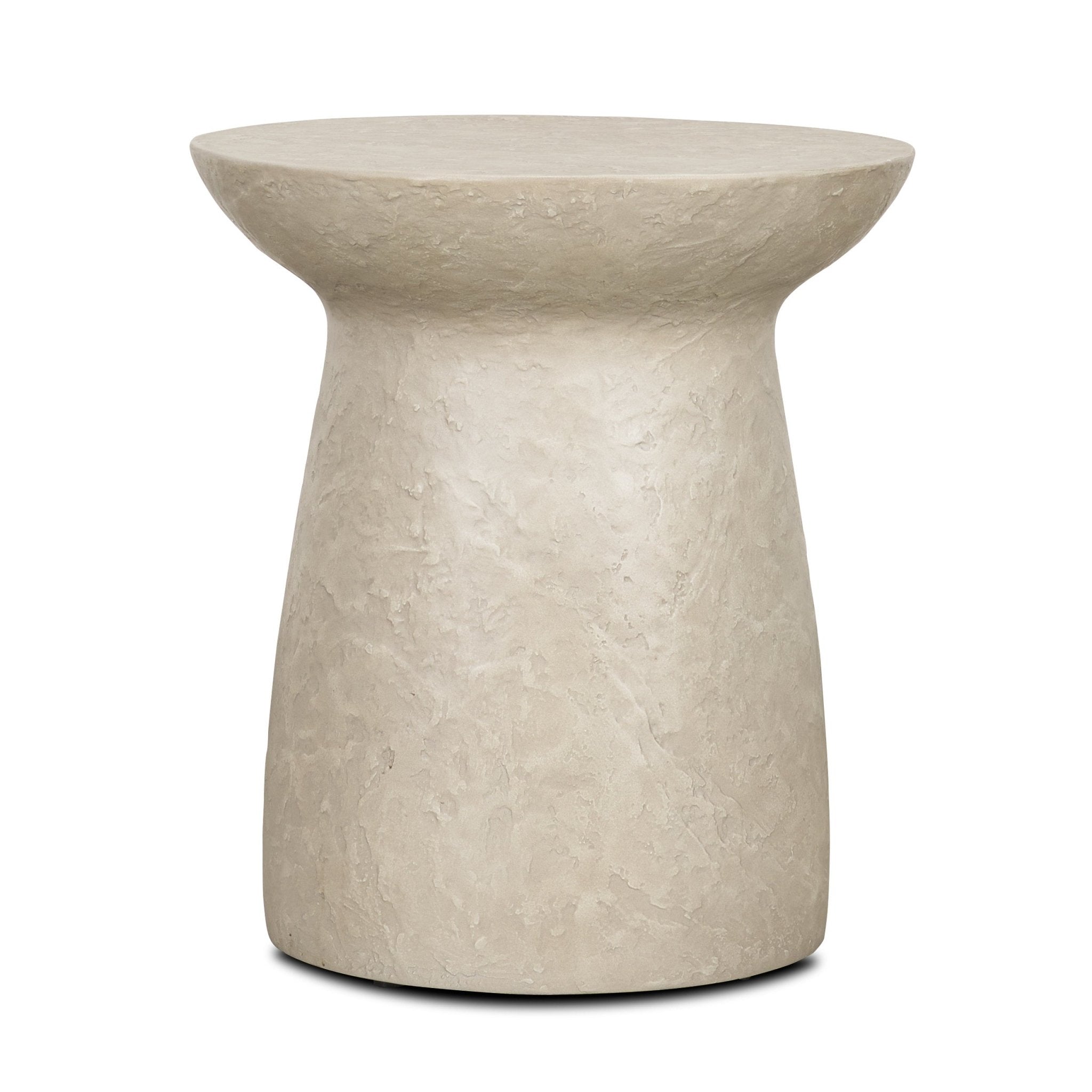 Mesa Round Stone Finish Pillar Accent Table - Central Designs