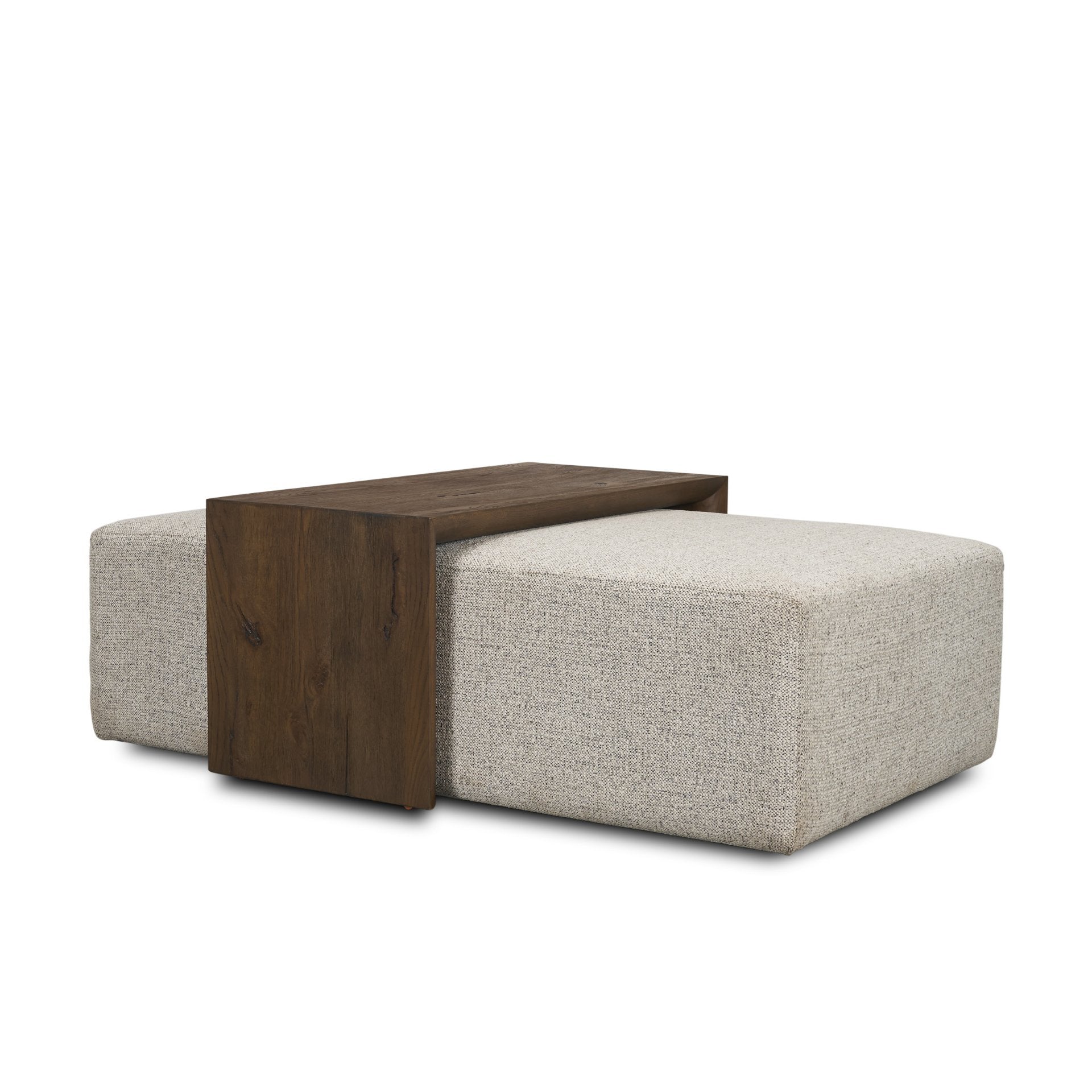 Trayden Gray Fabric w/ Brown Slider Top Coffee Table 55.0X 37.0X 46.0 (cm) - Central Designs