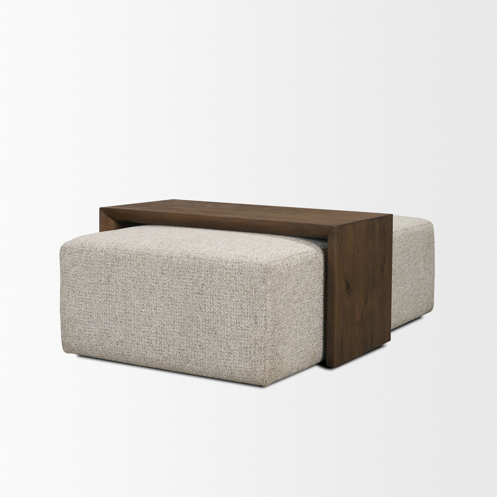 Trayden Gray Fabric w/ Brown Slider Top Coffee Table 55.0X 37.0X 46.0 (cm) - Central Designs