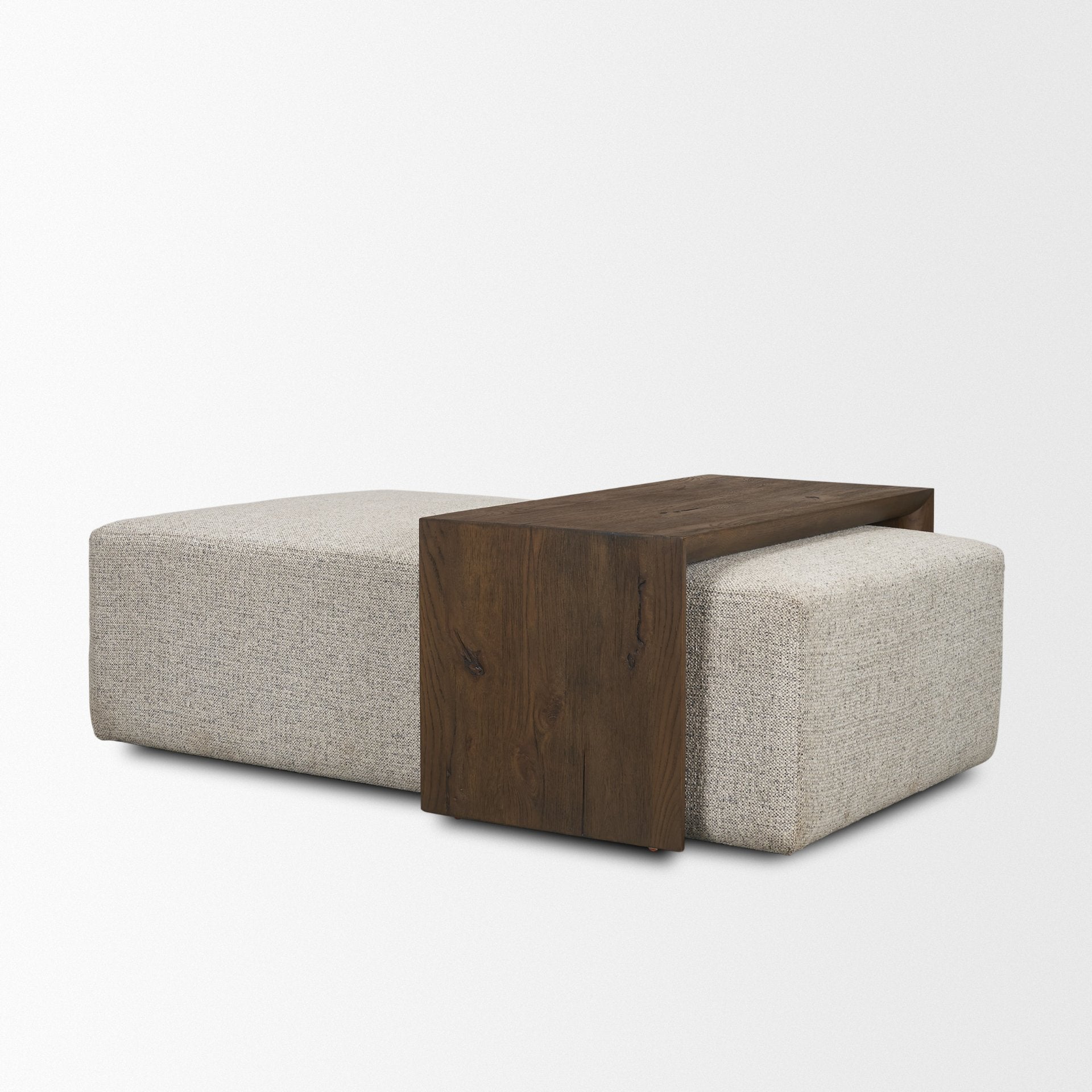 Trayden Gray Fabric w/ Brown Slider Top Coffee Table 55.0X 37.0X 46.0 (cm) - Central Designs
