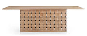 Trellyn 94" Light Brown Solid Wood Carved Woven Base Rectangular Dining Table - Central Designs