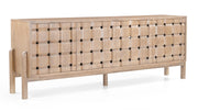 Trellyn Light Brown Solid Wood 4 - Door Sideboard with Carved Woven Doors - Central Designs
